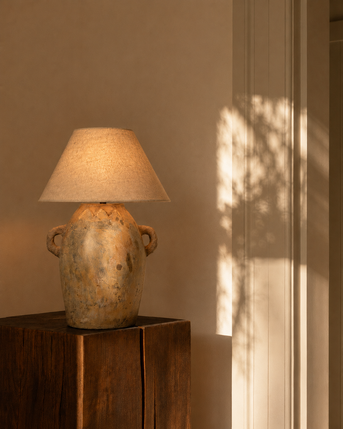 Berber Clay Table Lamp H85 cm, Natural – Cream