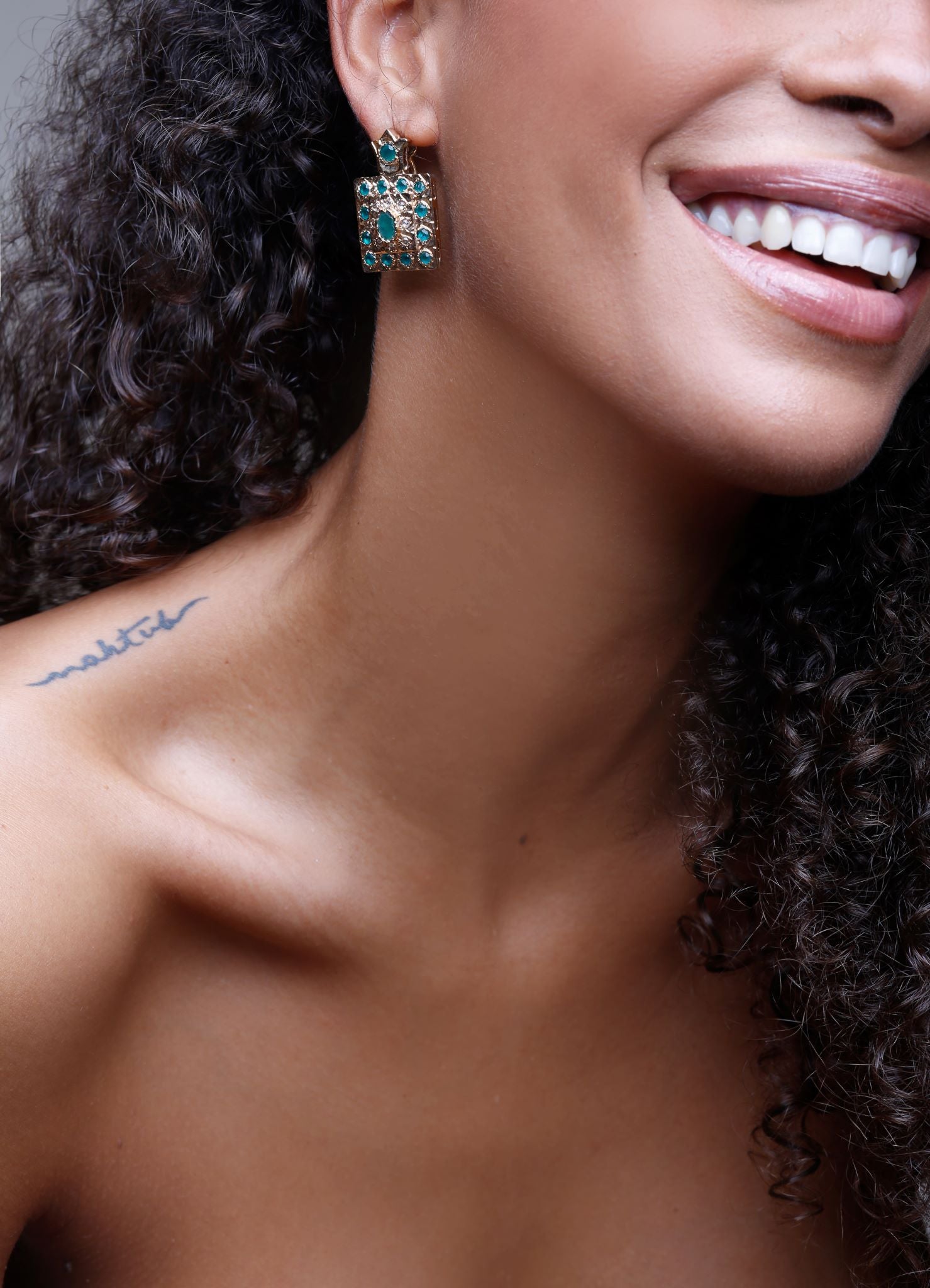 Chana Earrings, Green Agate Gemstones