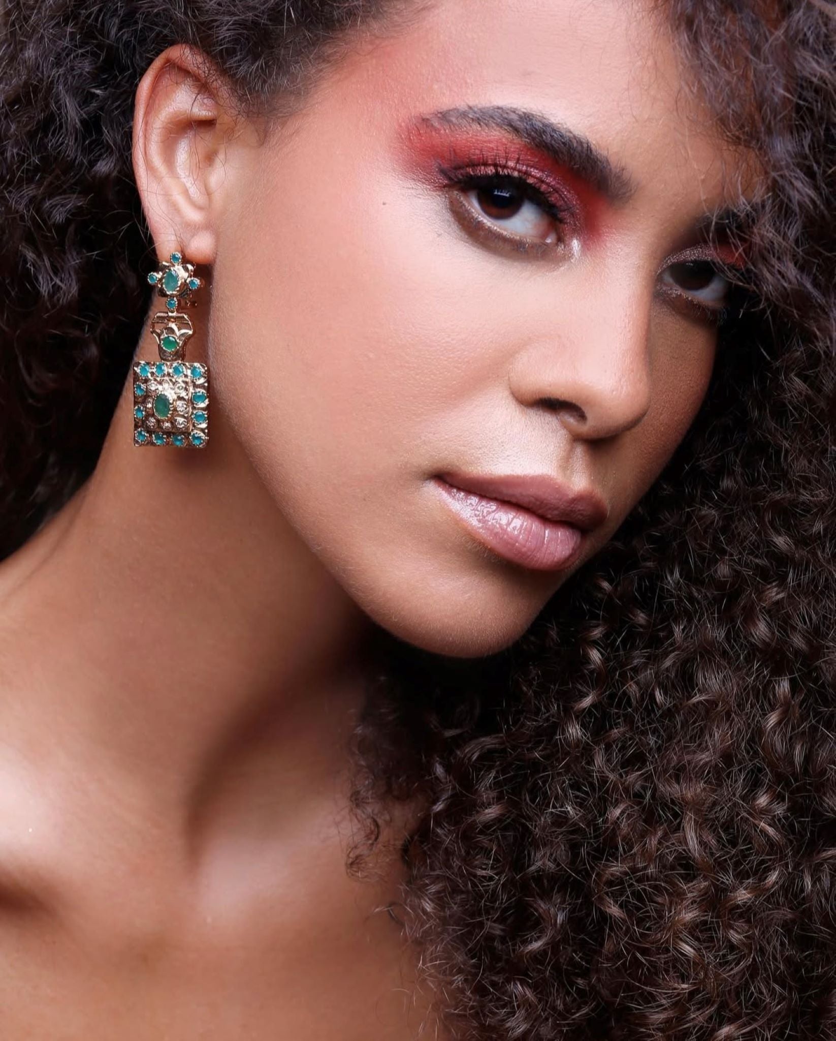 Chania Earrings, Green Agate Gemstones