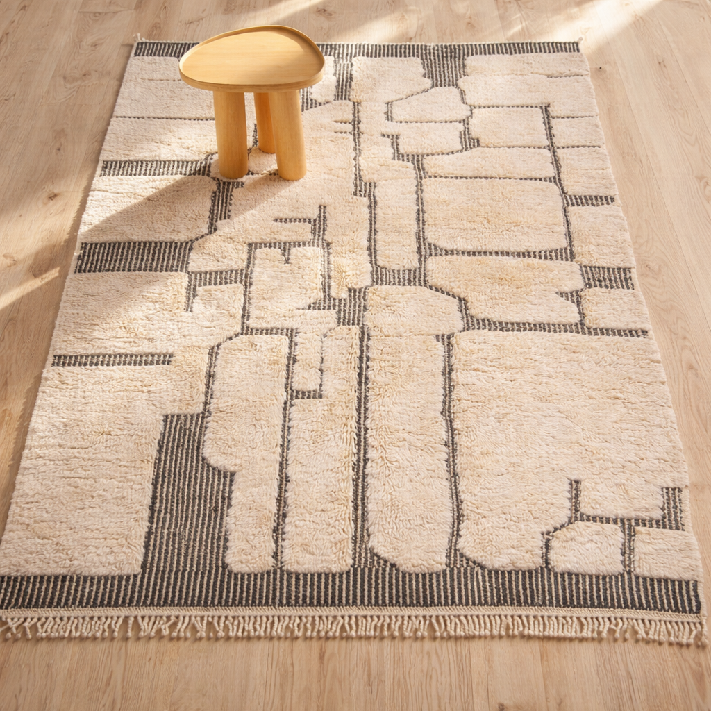 Cloud Wool Rug 200x300 cm, Natural Wool-Midnight black