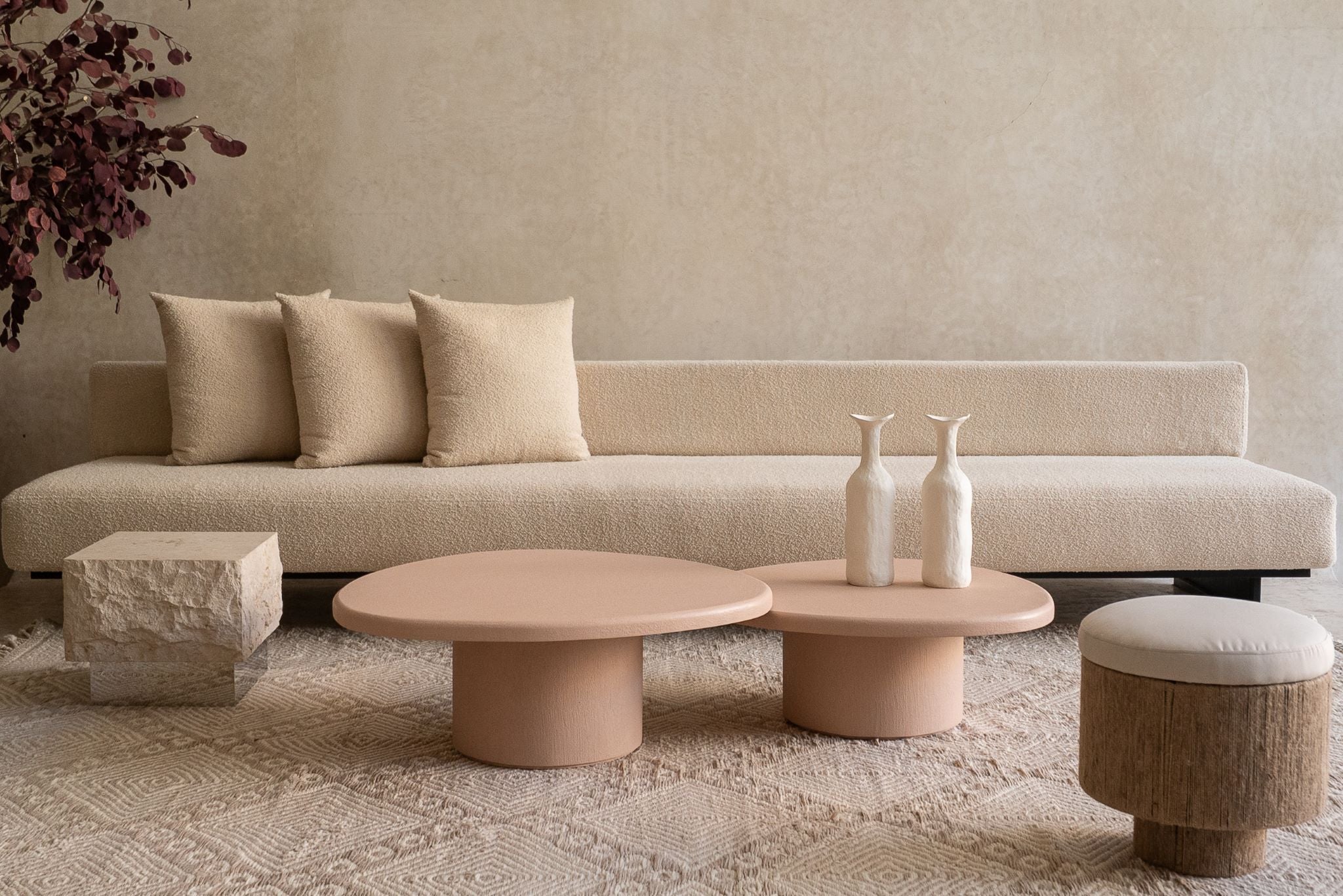 Duo Dera Coffee Table, Terracotta Stone Effect Finish