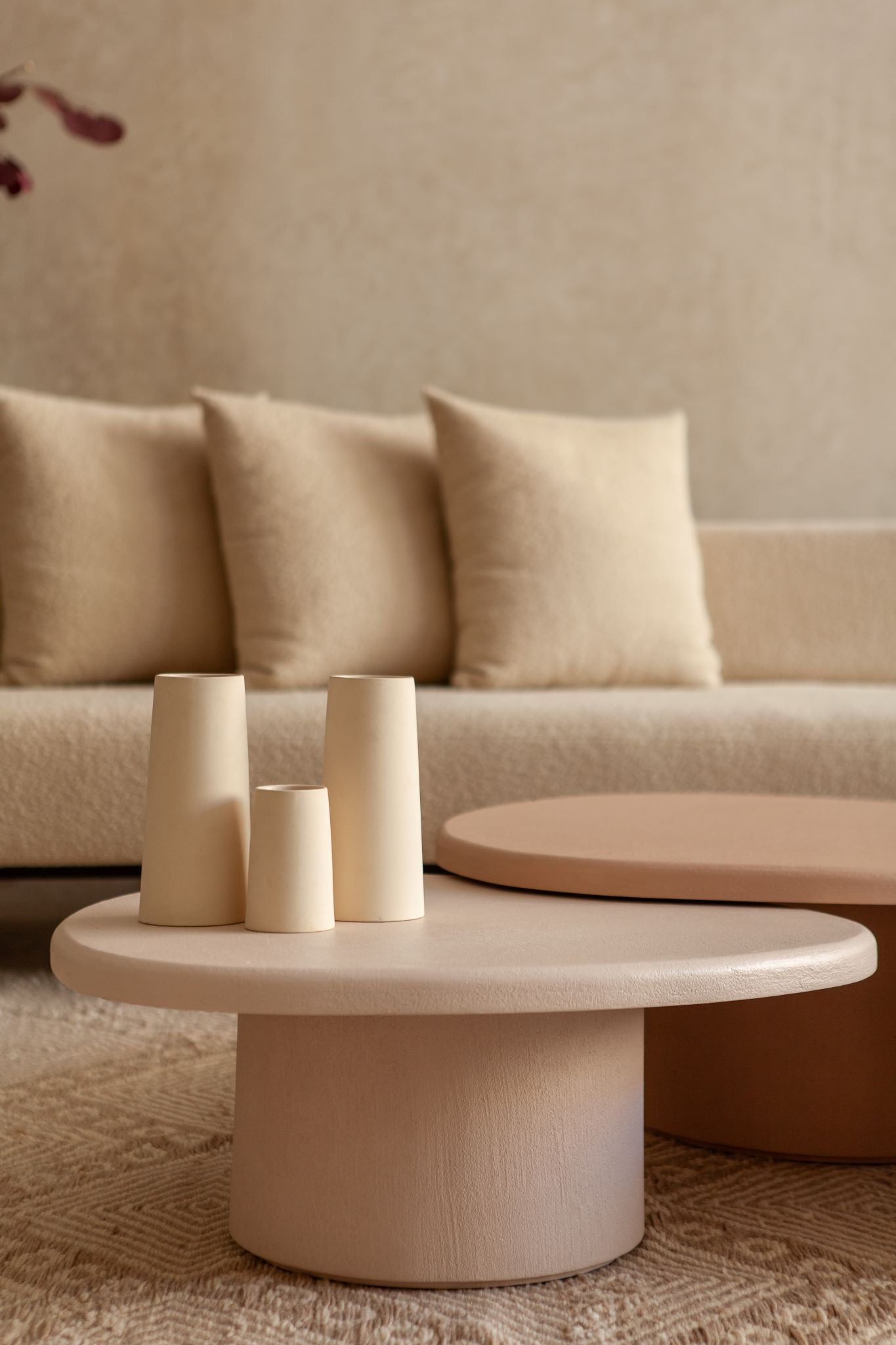 Duo Dera Coffee Table, Rose stone effect finish