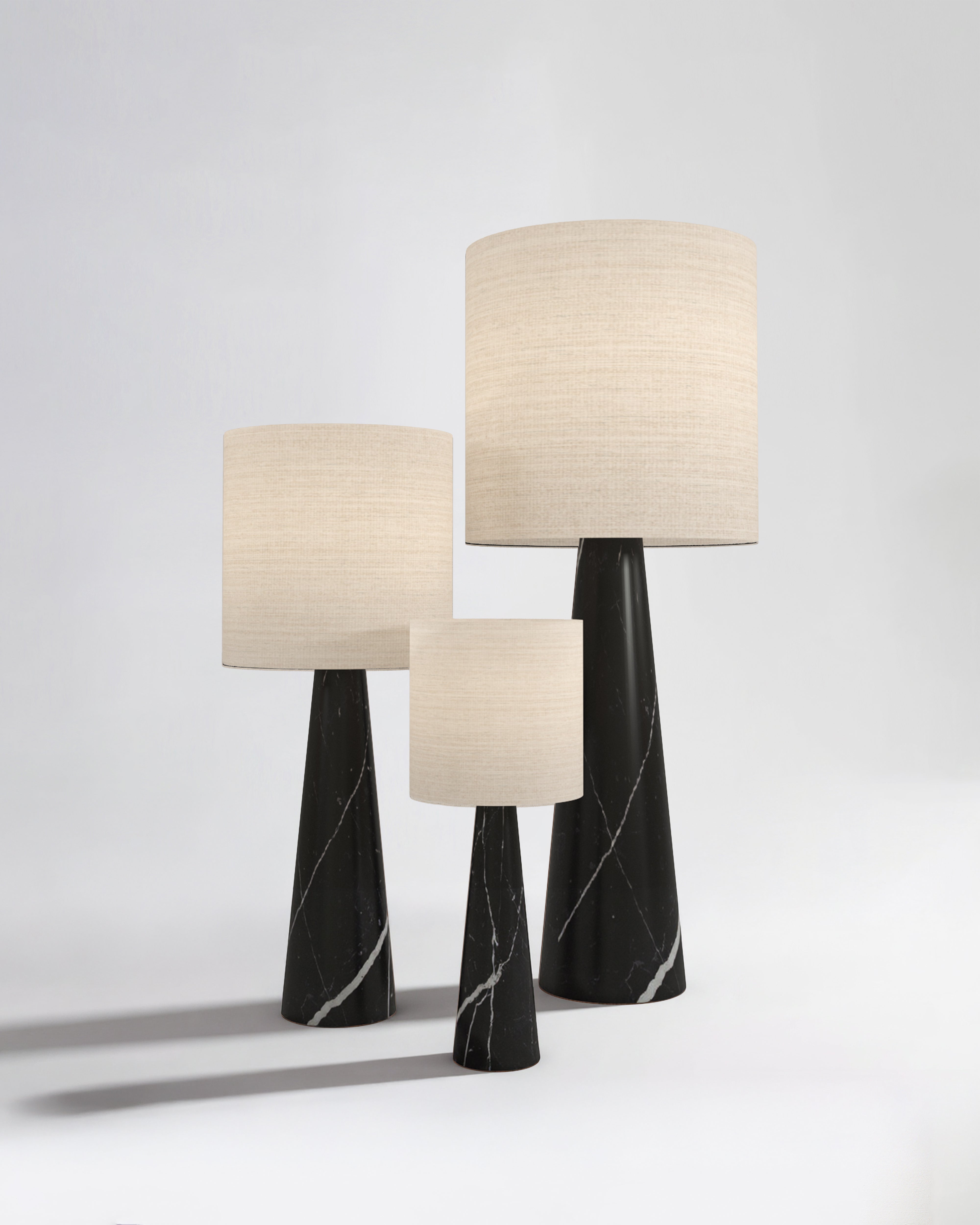 FL 11 Floor Lamp, Black Khenifra marble - White