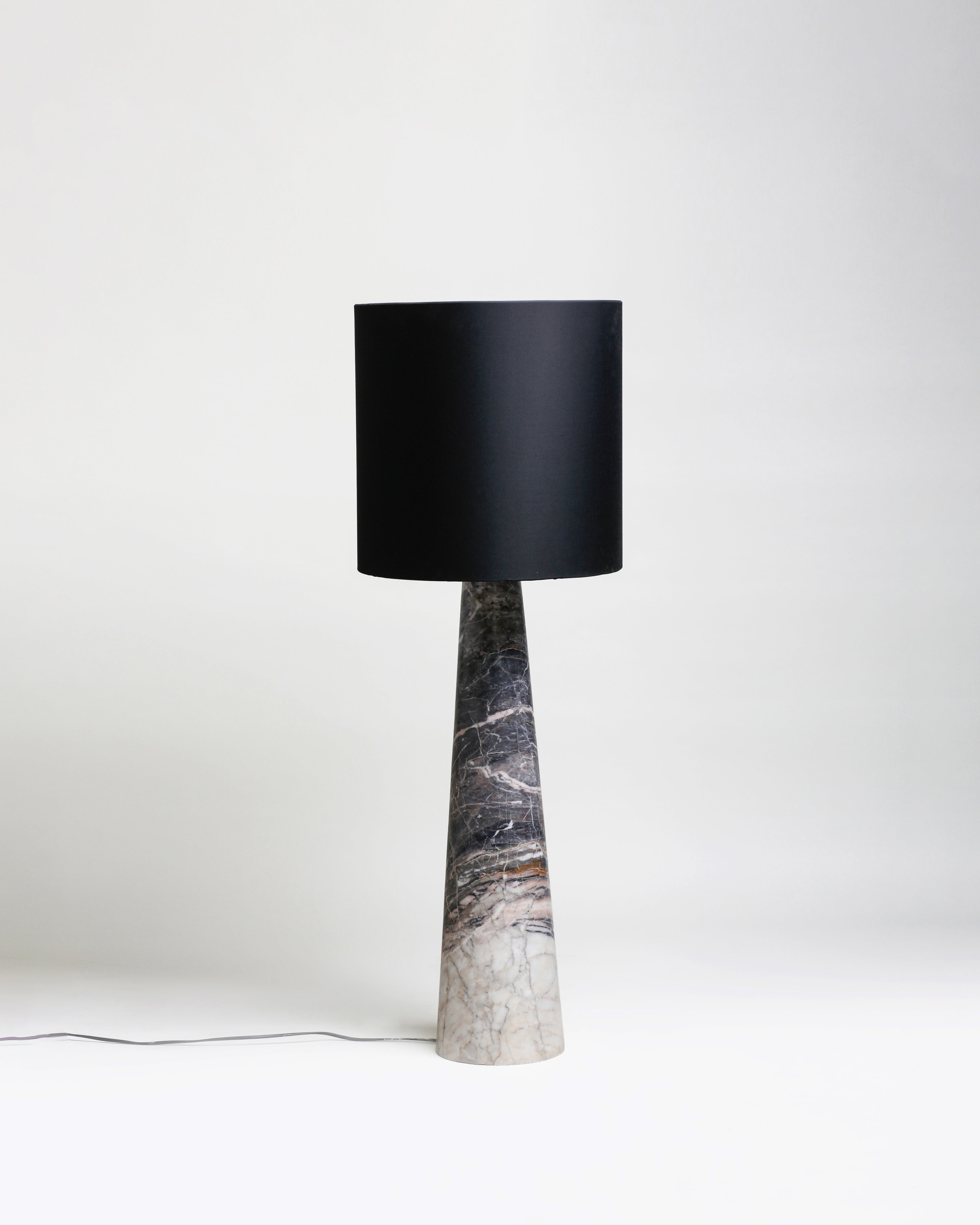 FL 11 Floor Lamp, Grey Zayane Marble - Black