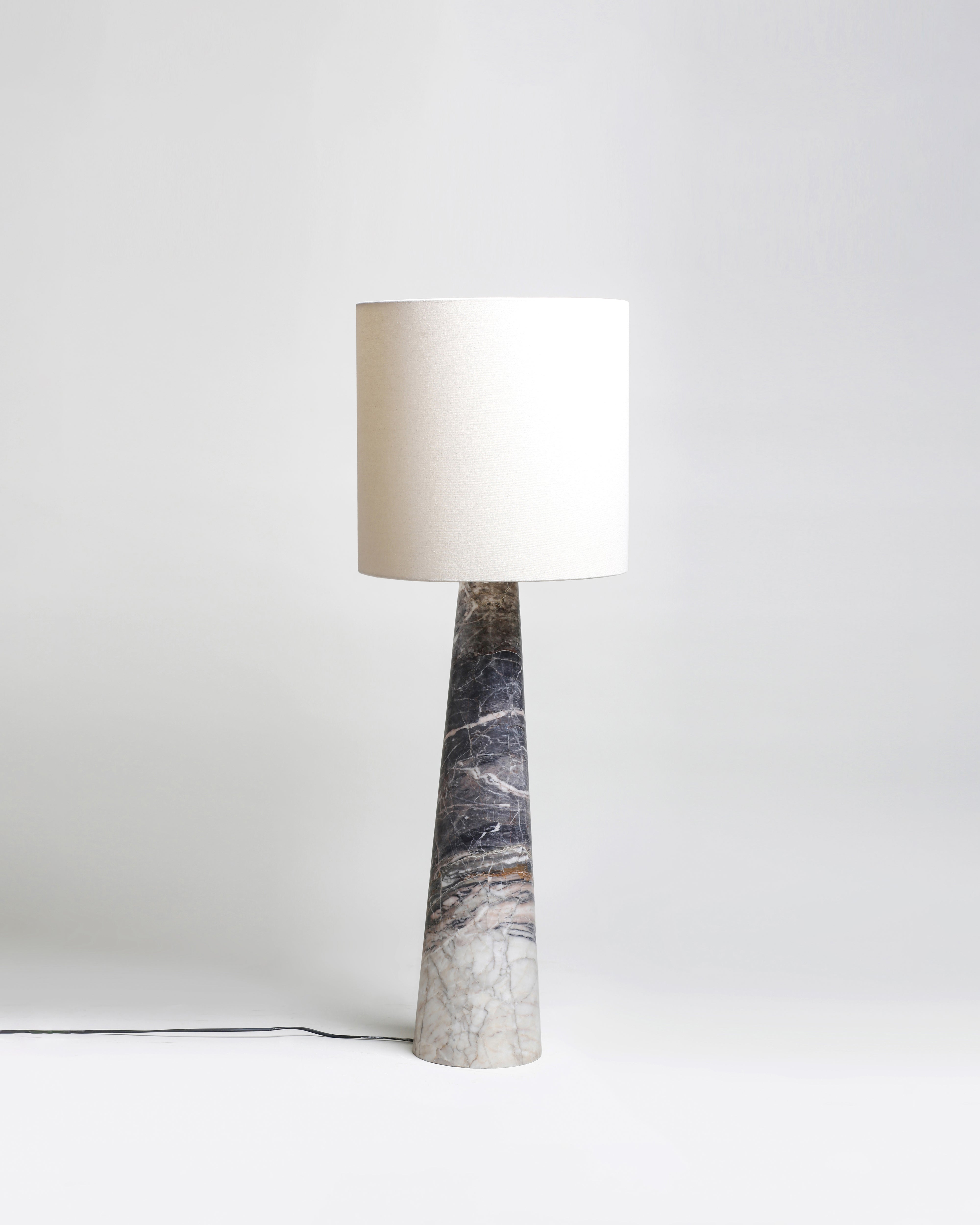FL 11 Floor Lamp, Grey Zayane Marble - White