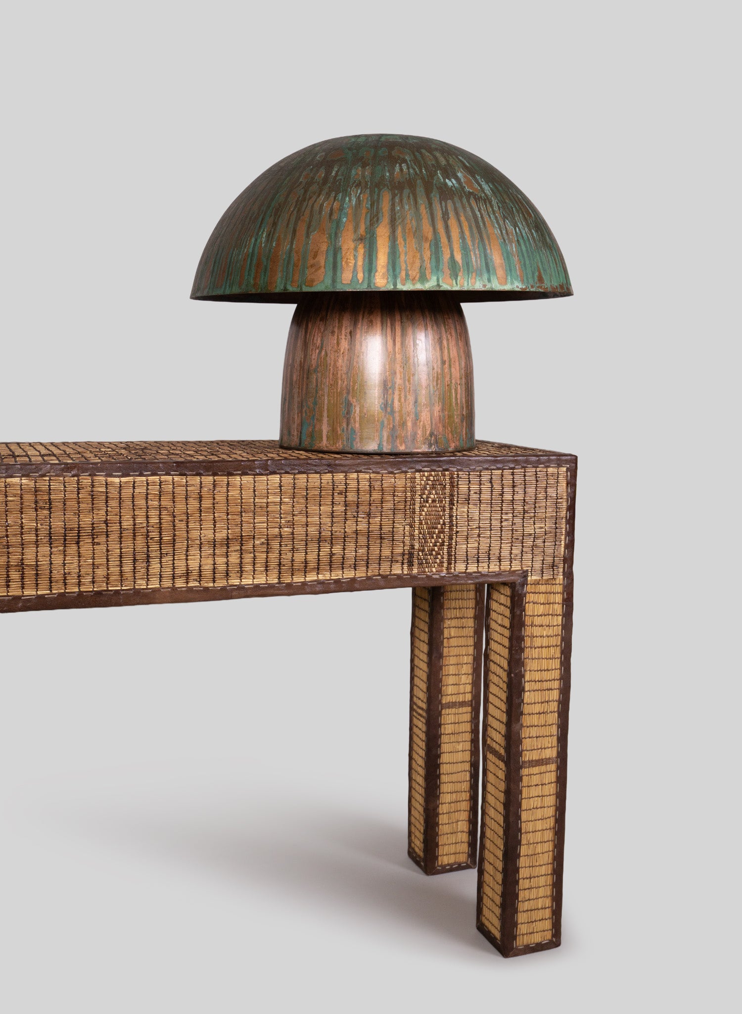 Mushroom Copper Lamp, Patina