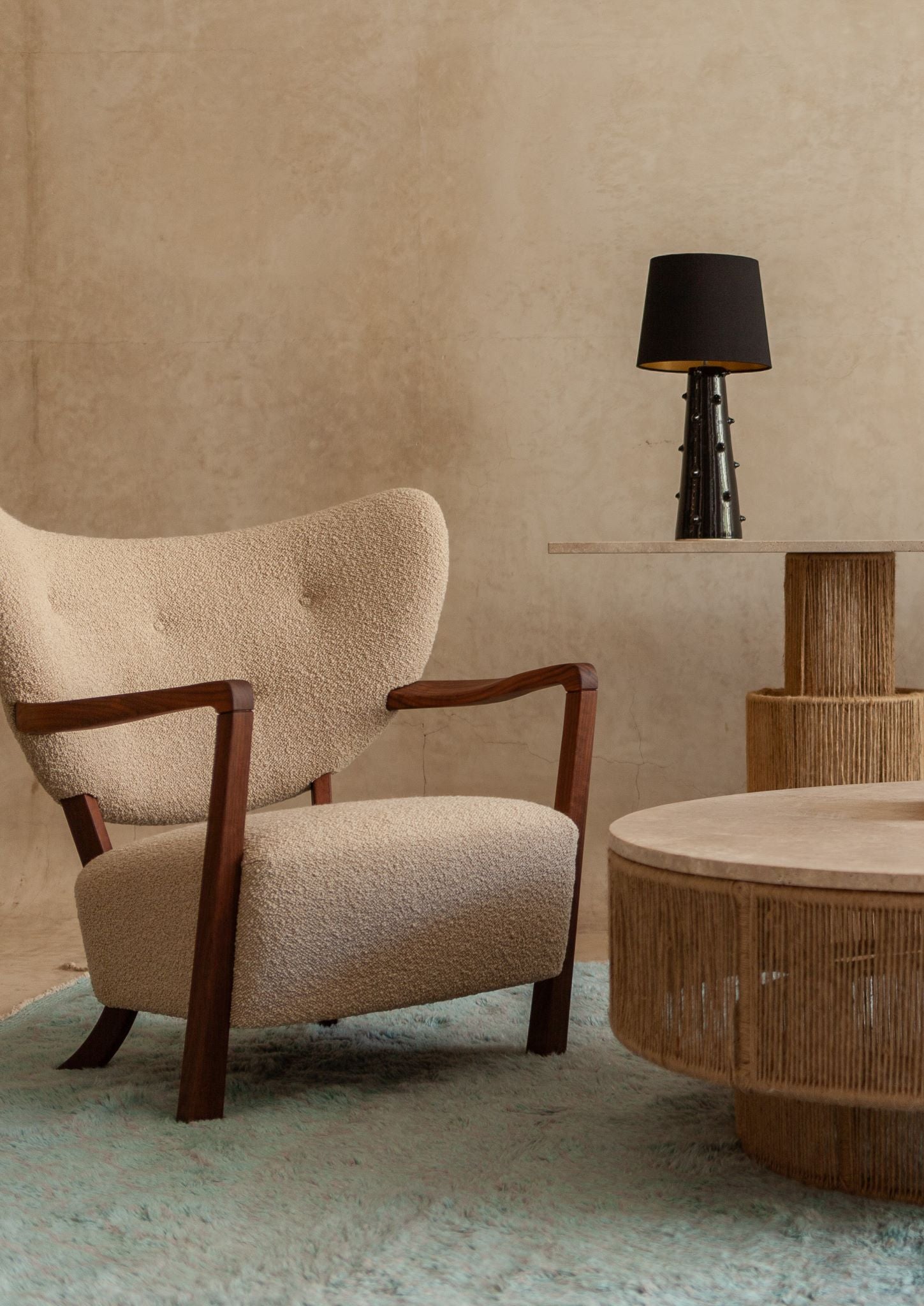 Ceramic Spiked Table Lamp, Black - Black