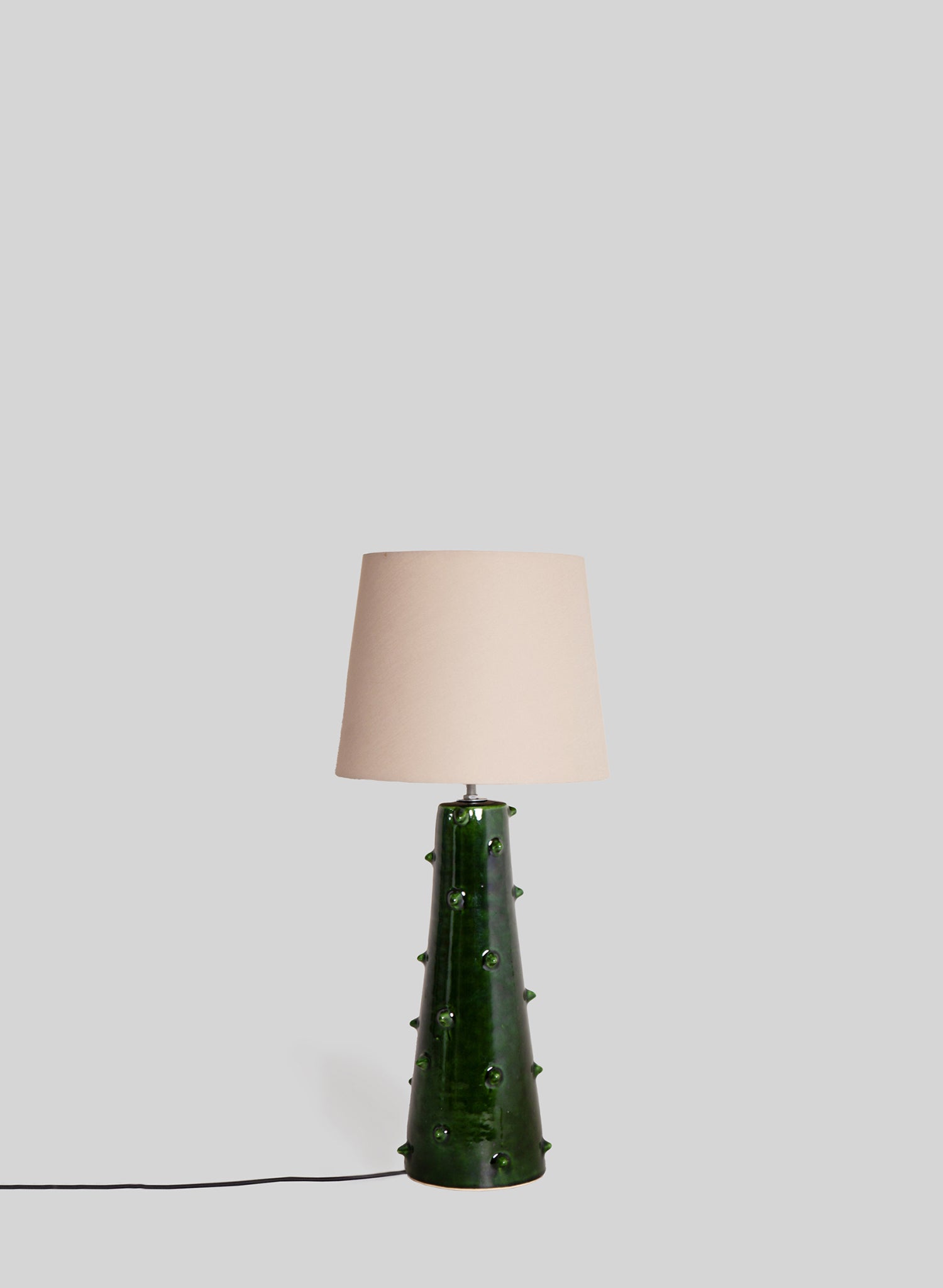 Ceramic Spiked Table Lamp, Green - Ecru