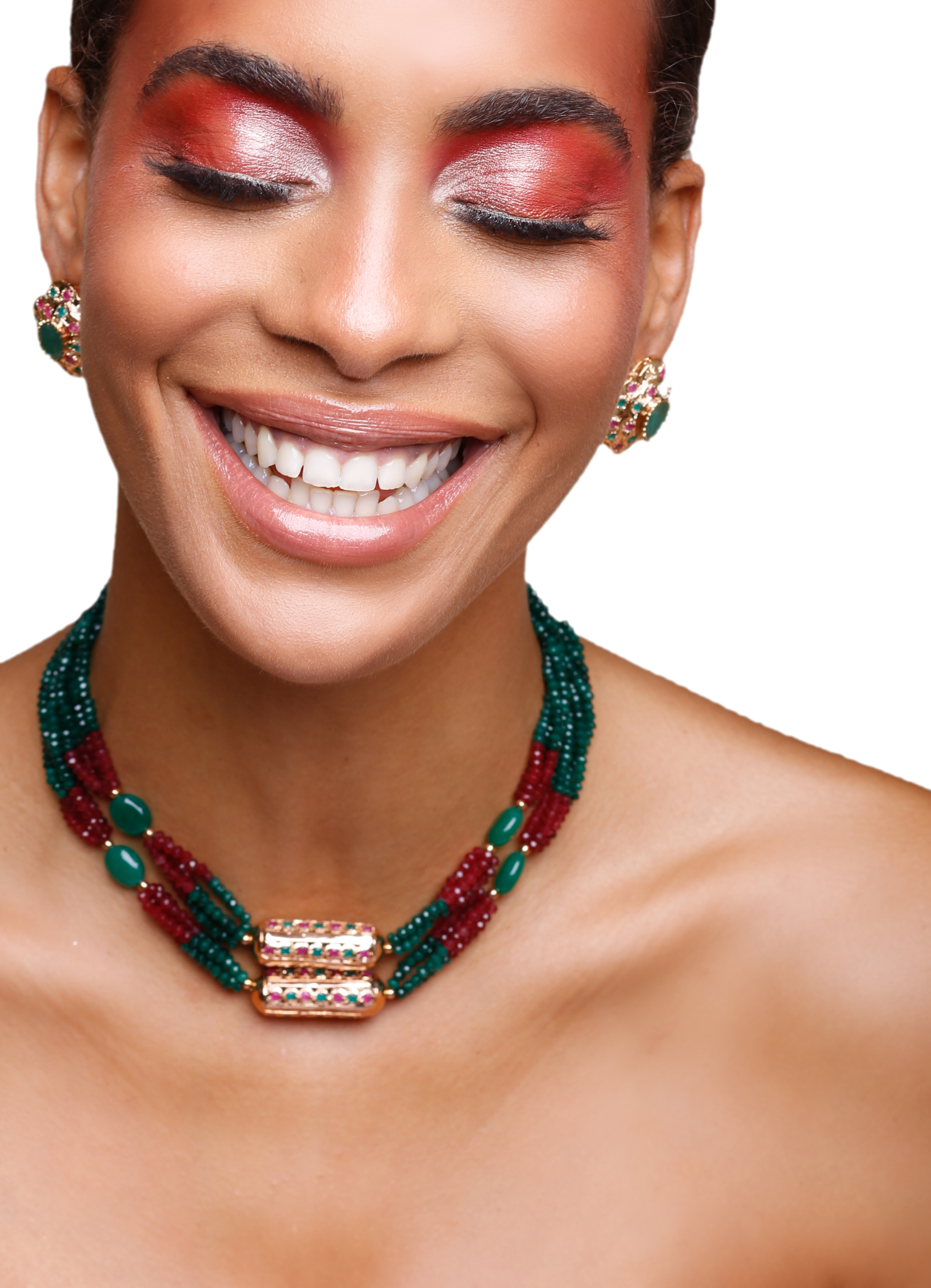 Izlan Necklace, Green and Red Agate Gemstones