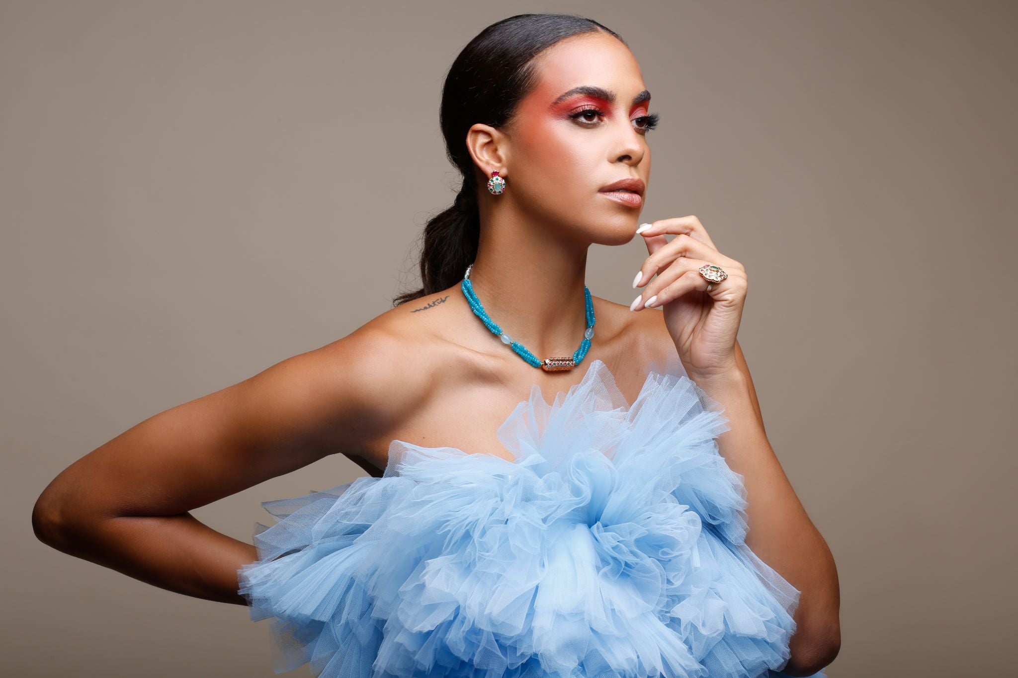 Izlan Necklace, Blue Agate Gemstones