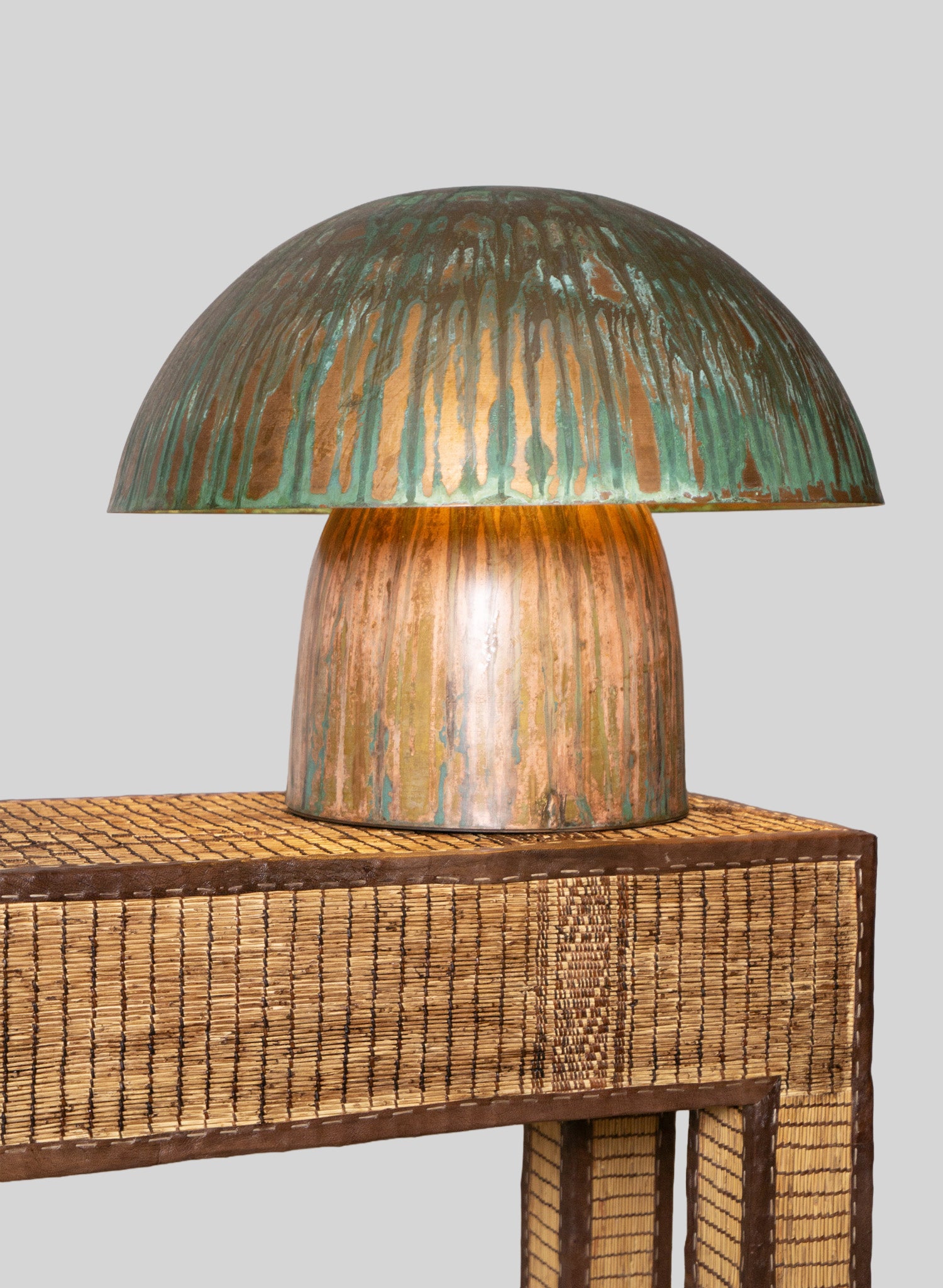 Mushroom Copper Lamp H40 cm, Patina