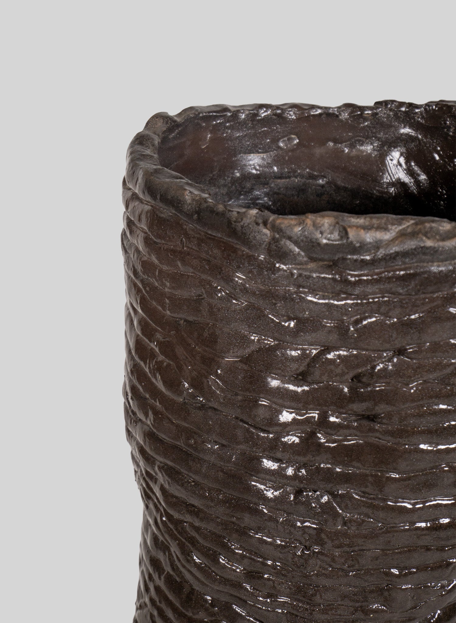 Plaster Glazed Floor Vase H120 cm, Brown