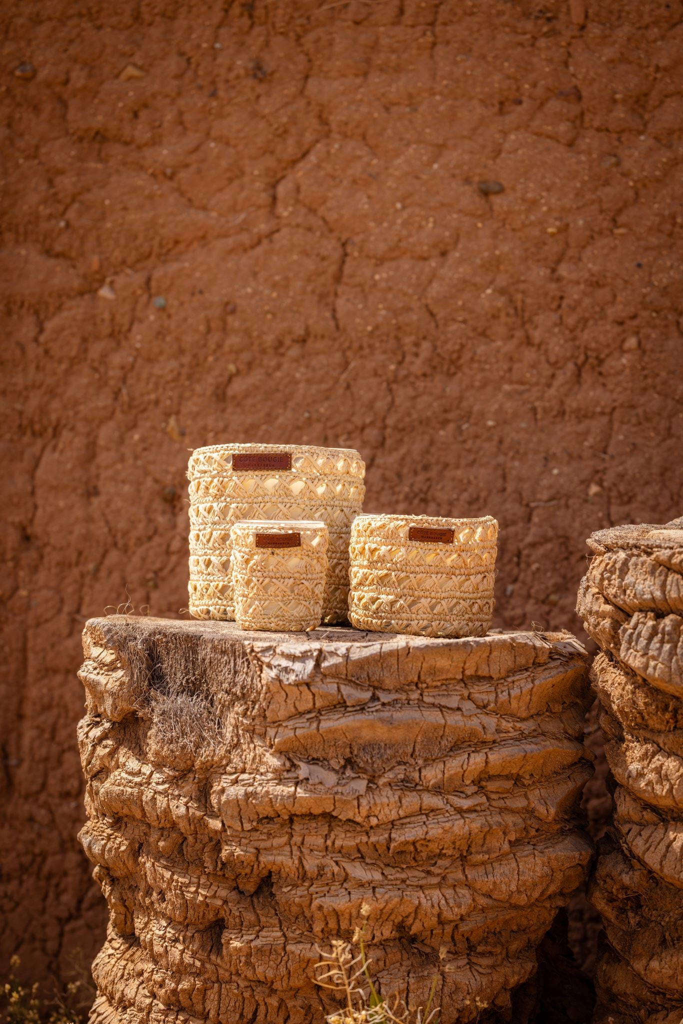 Zina Raffia-Wrapped Scented Candle, Oriental Fragrance