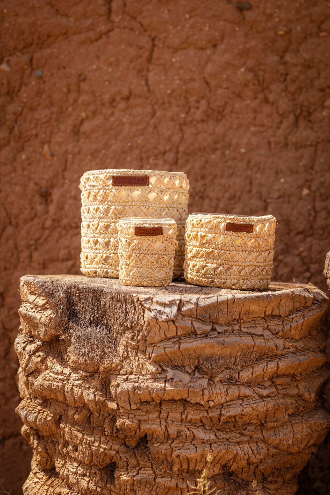 Zina Raffia-Wrapped Scented Candle, Oriental Fragrance