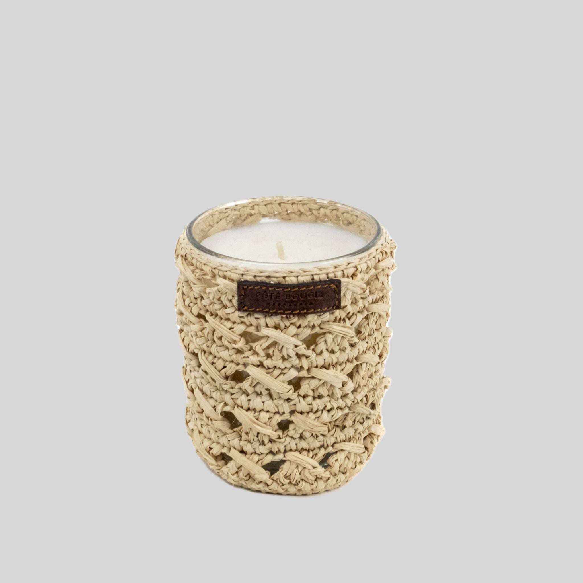 Zina Raffia-Wrapped Scented Candle, Oriental Fragrance
