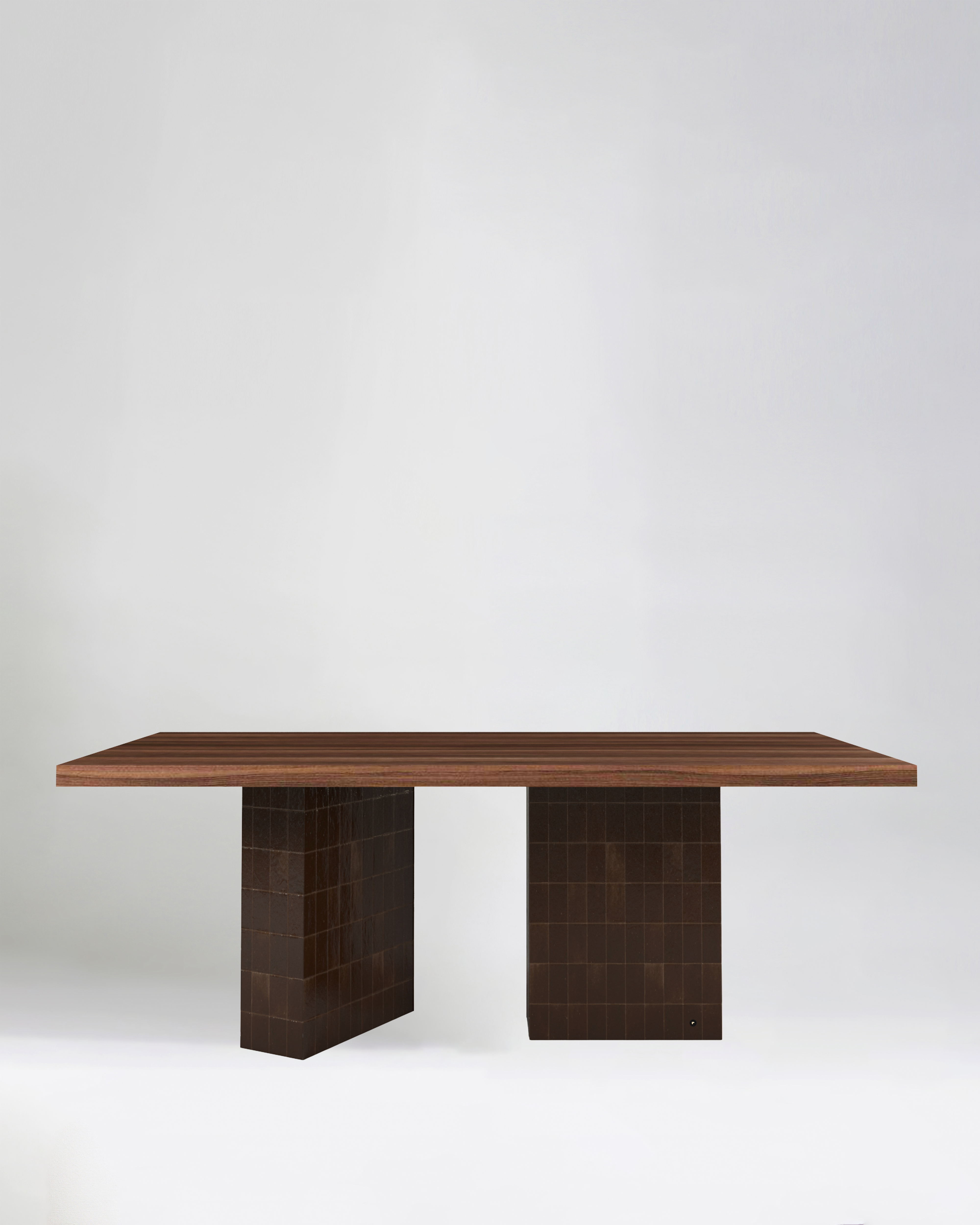 TD 13 Dining Table, Black zellige - Walnut wood