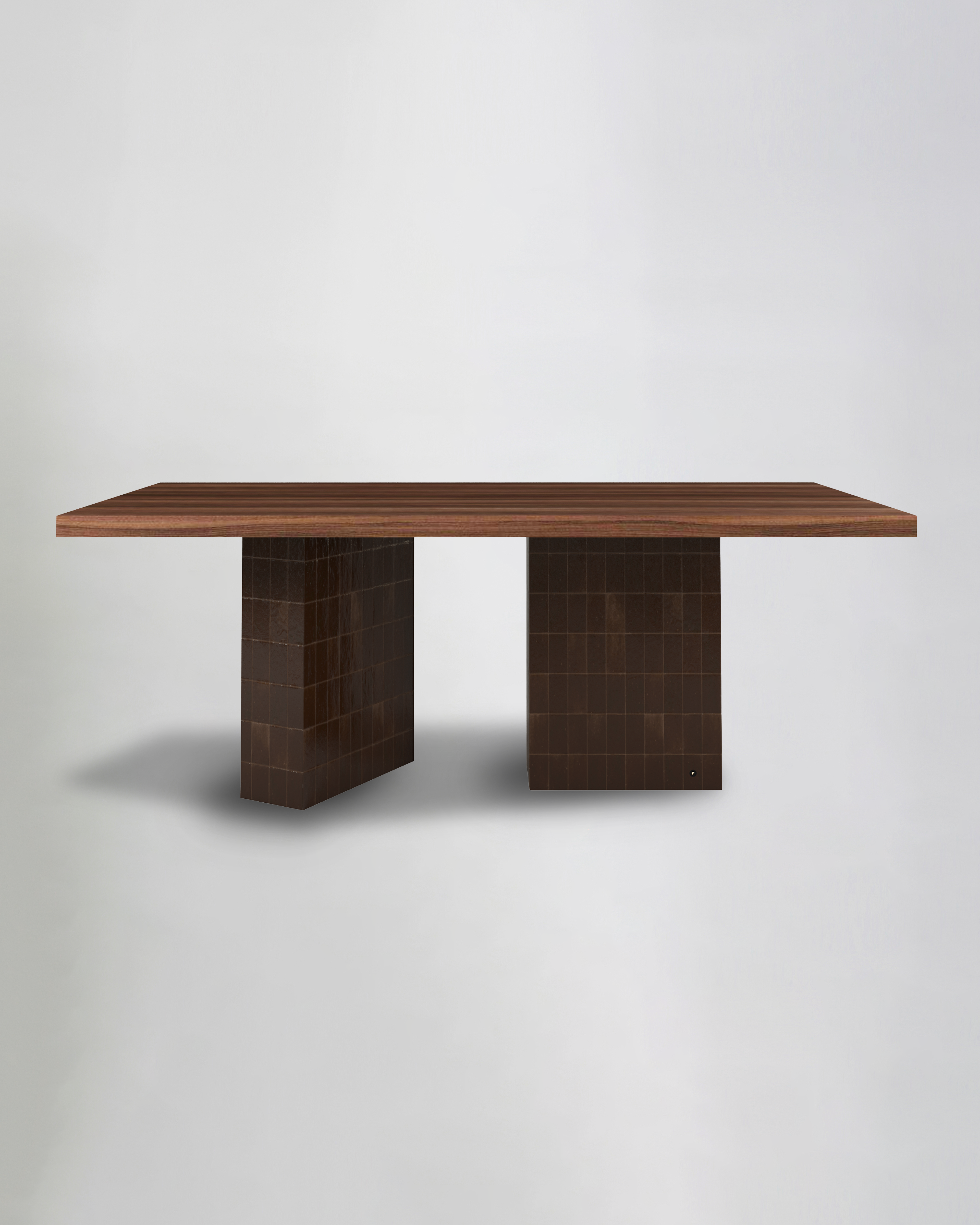 TD 13 Dining Table, Black Khenifra Zellige - Walnut Wood