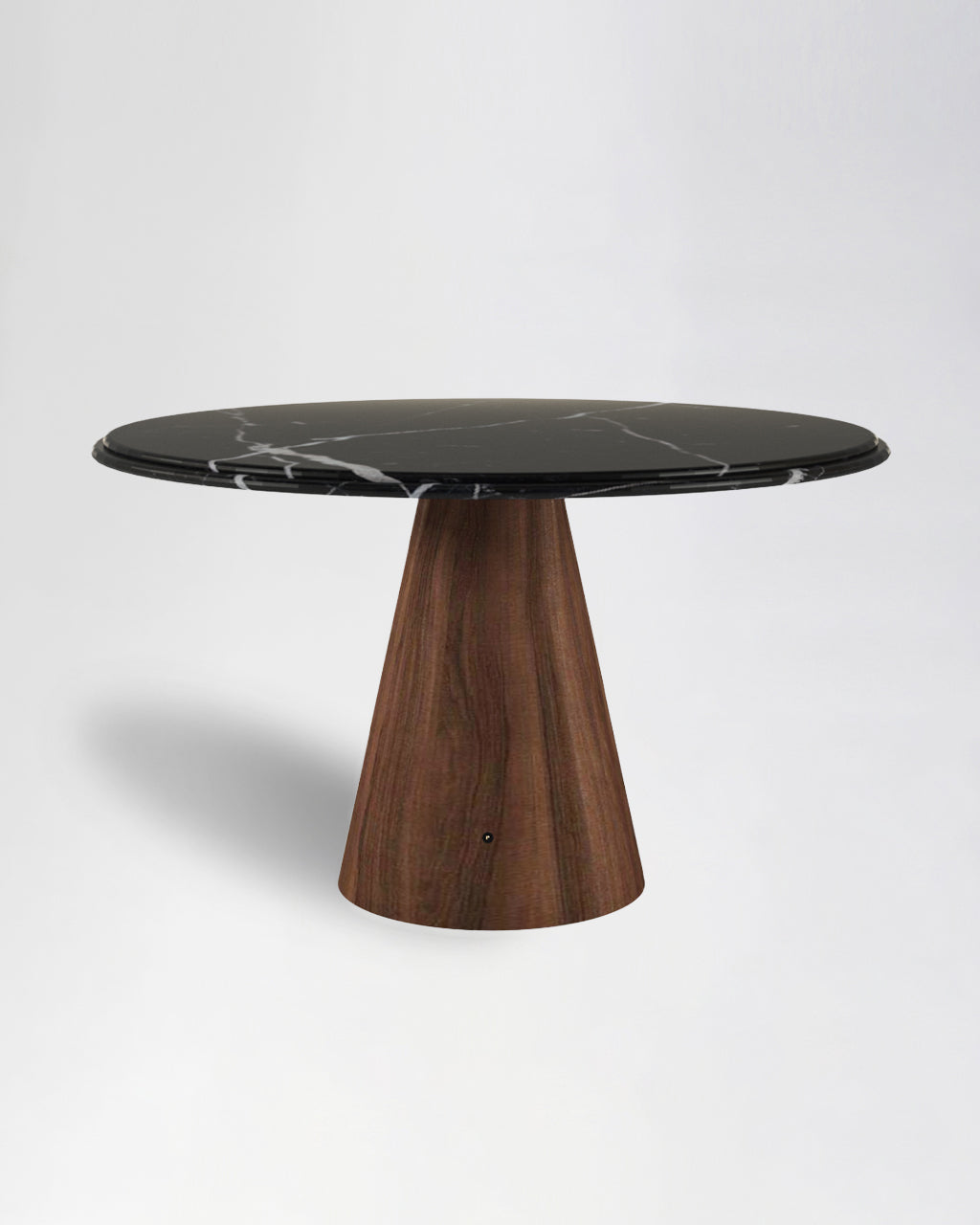 TD 11 Dining Table Ø130 cm, Black Khenifra marble - Walnut wood