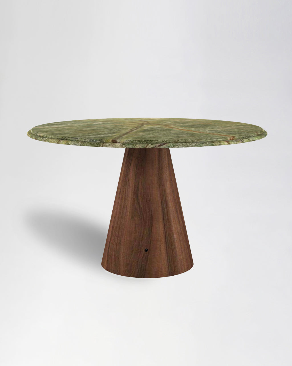TD 11 Dining Table Ø130 cm, Green Forest marble - Walnut wood