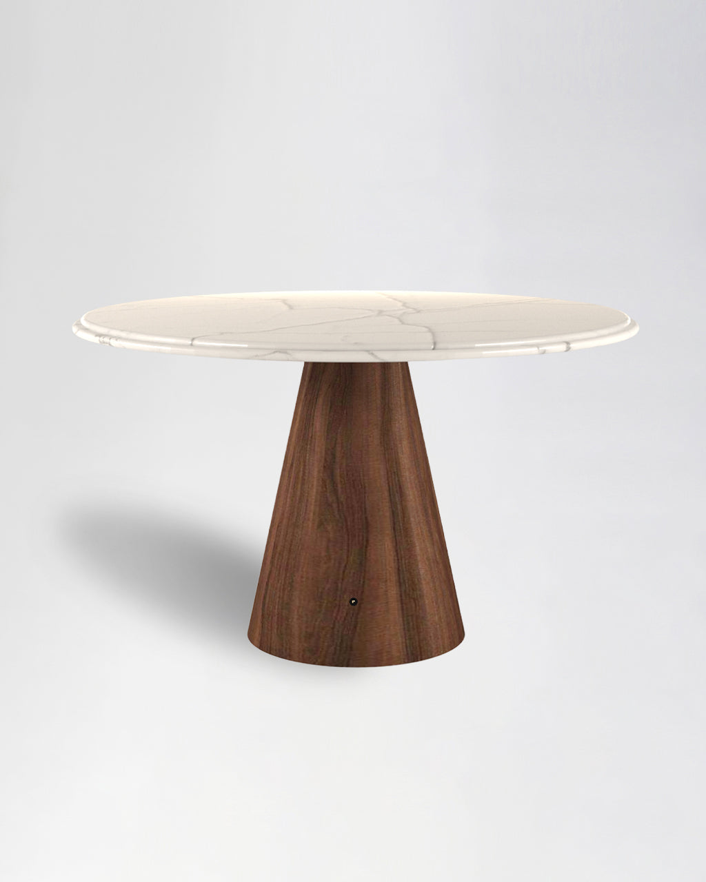TD 11 Dining Table Ø130 cm, Grey Zayane marble - Walnut wood