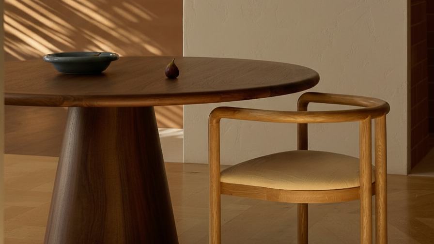 TD11 Dining Table Ø130 cm, Walnut wood