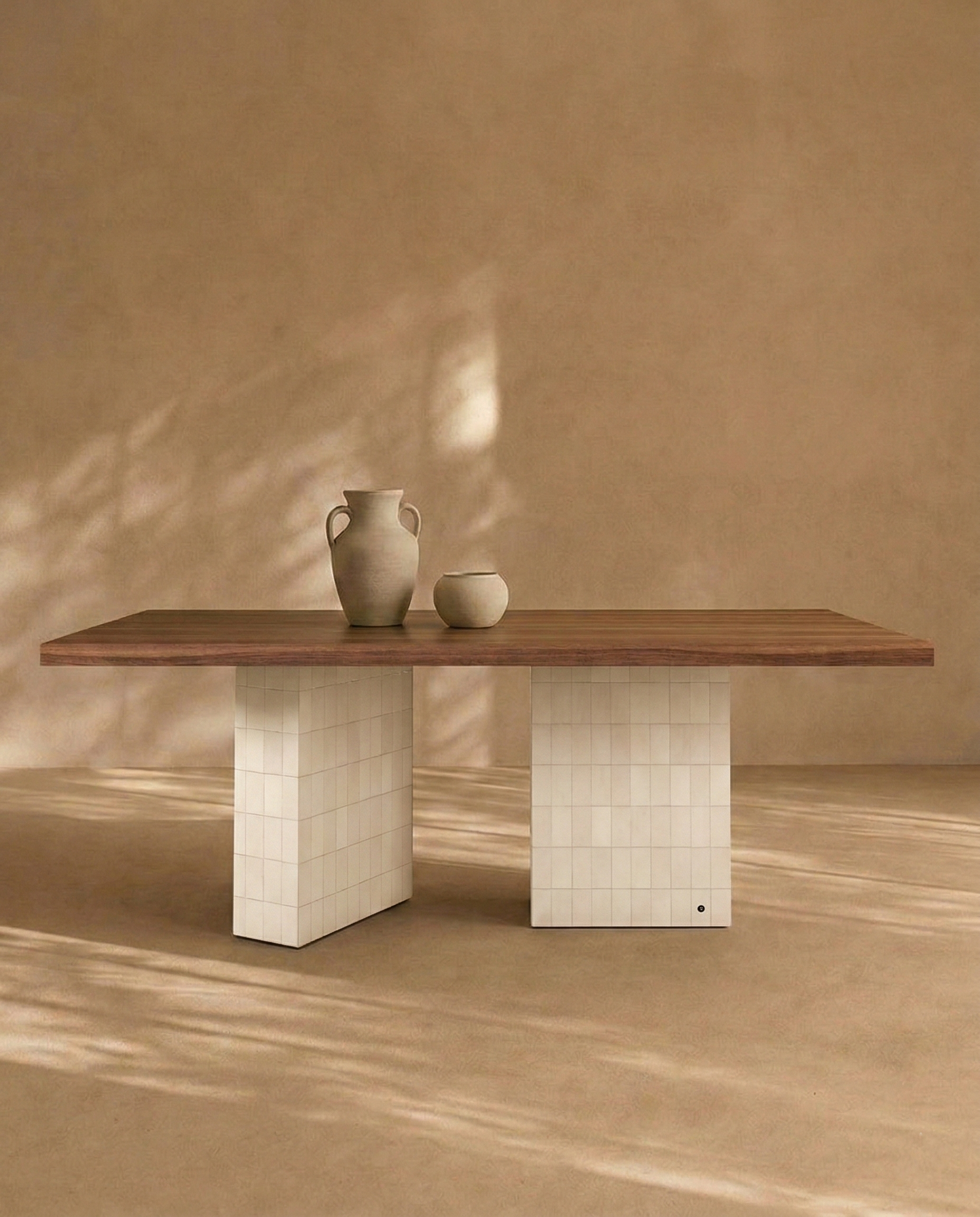 TD 13 Dining Table,
White zellige - Walnut wood