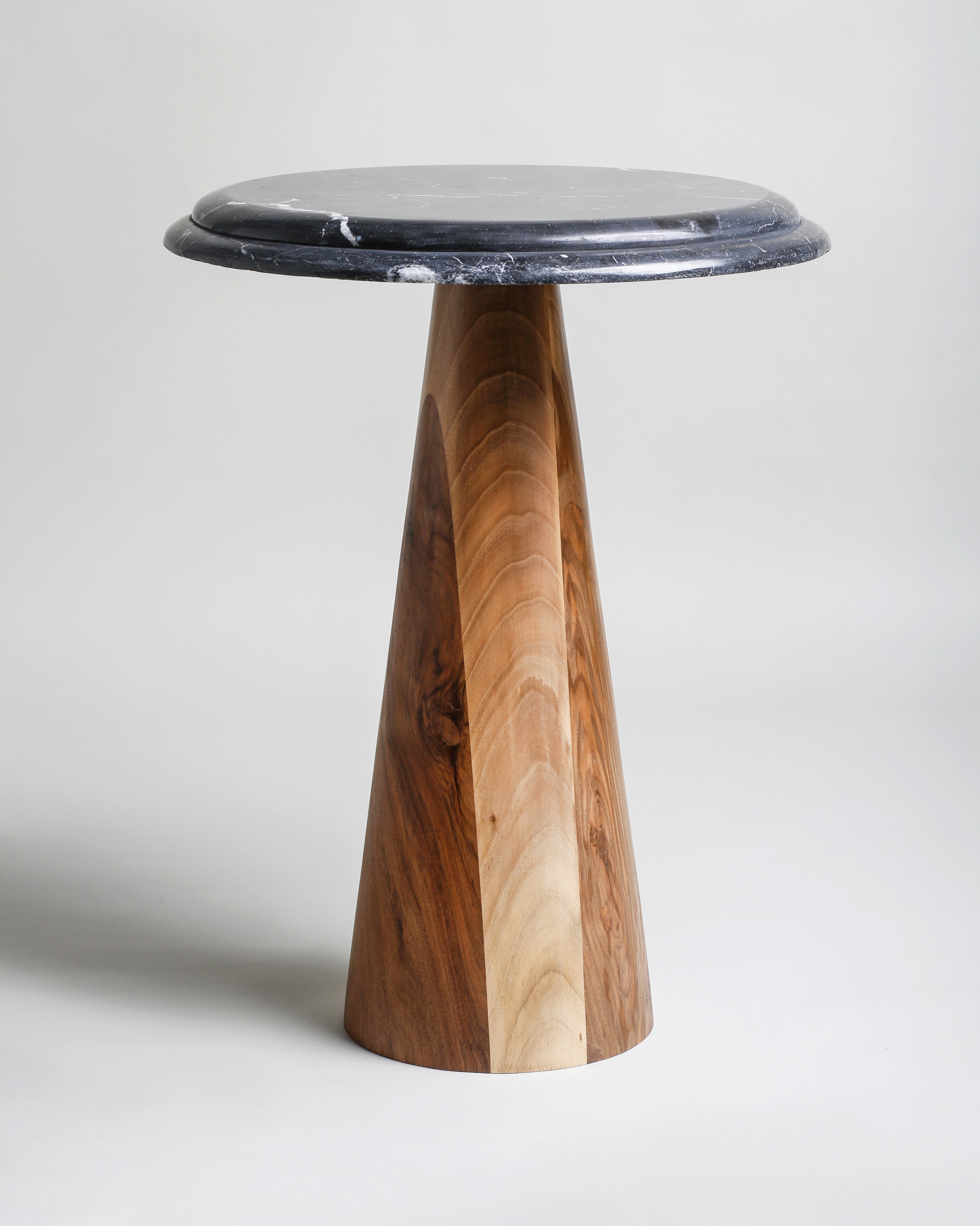 TS 11 Side Table, Black Khenifra marble - Walnut wood