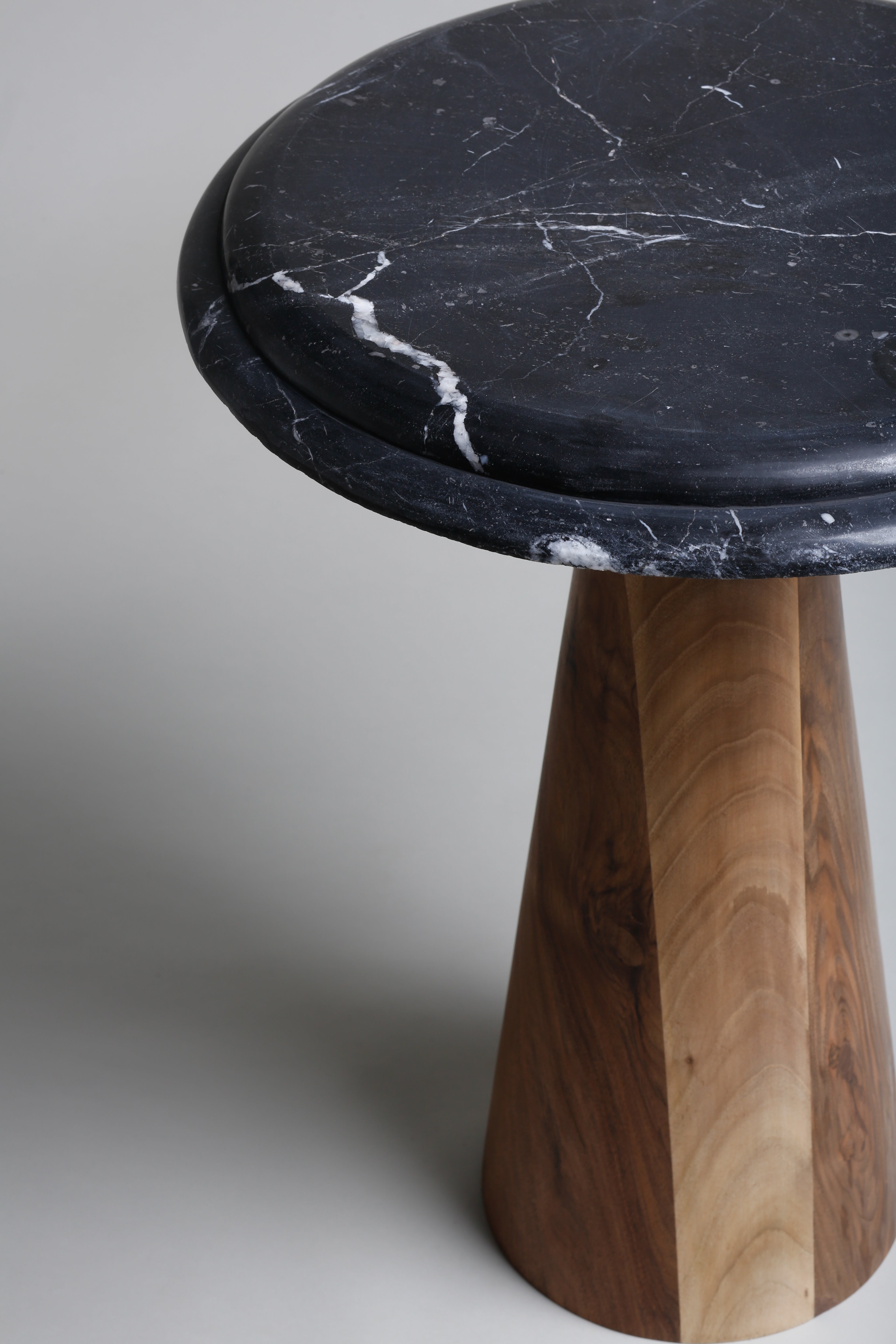 TS 11 Side Table, Black Khenifra marble - Walnut wood
