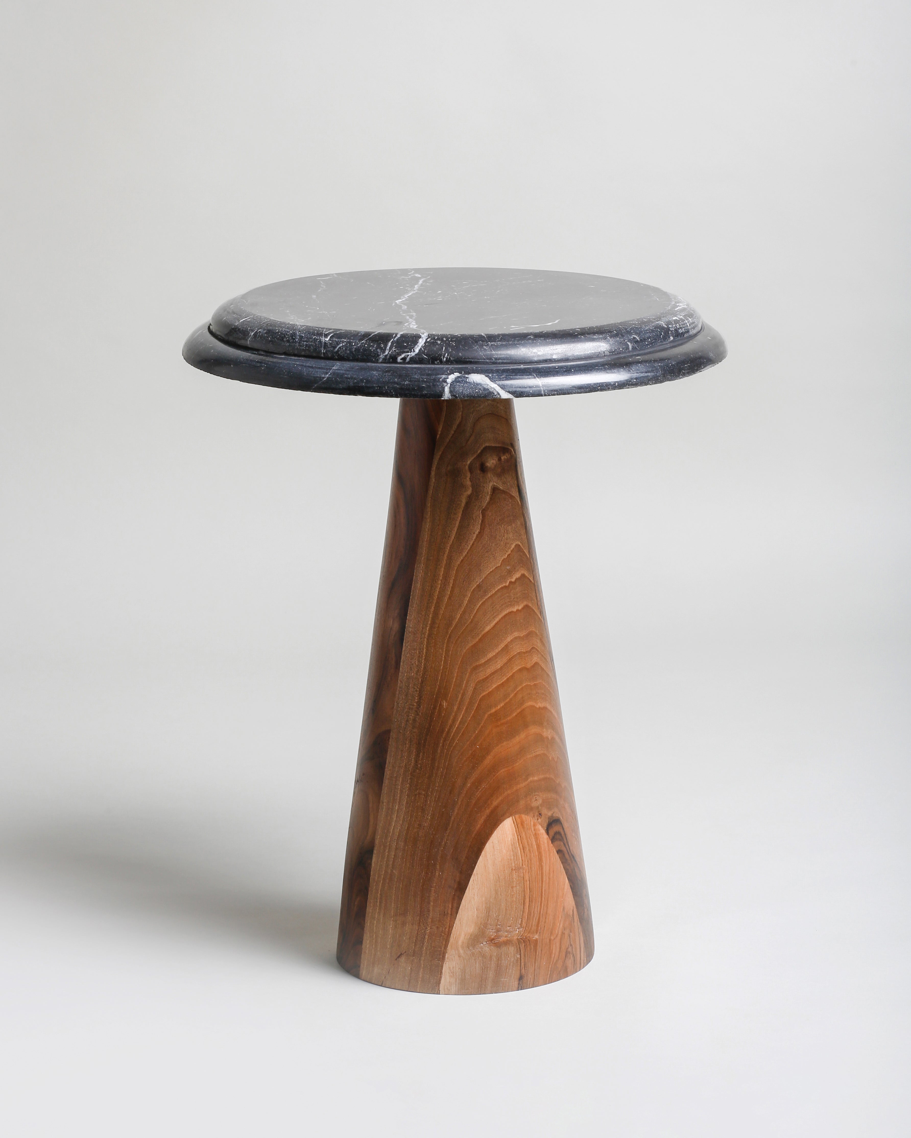 TS 11 Side Table, Black Khenifra marble - Walnut wood