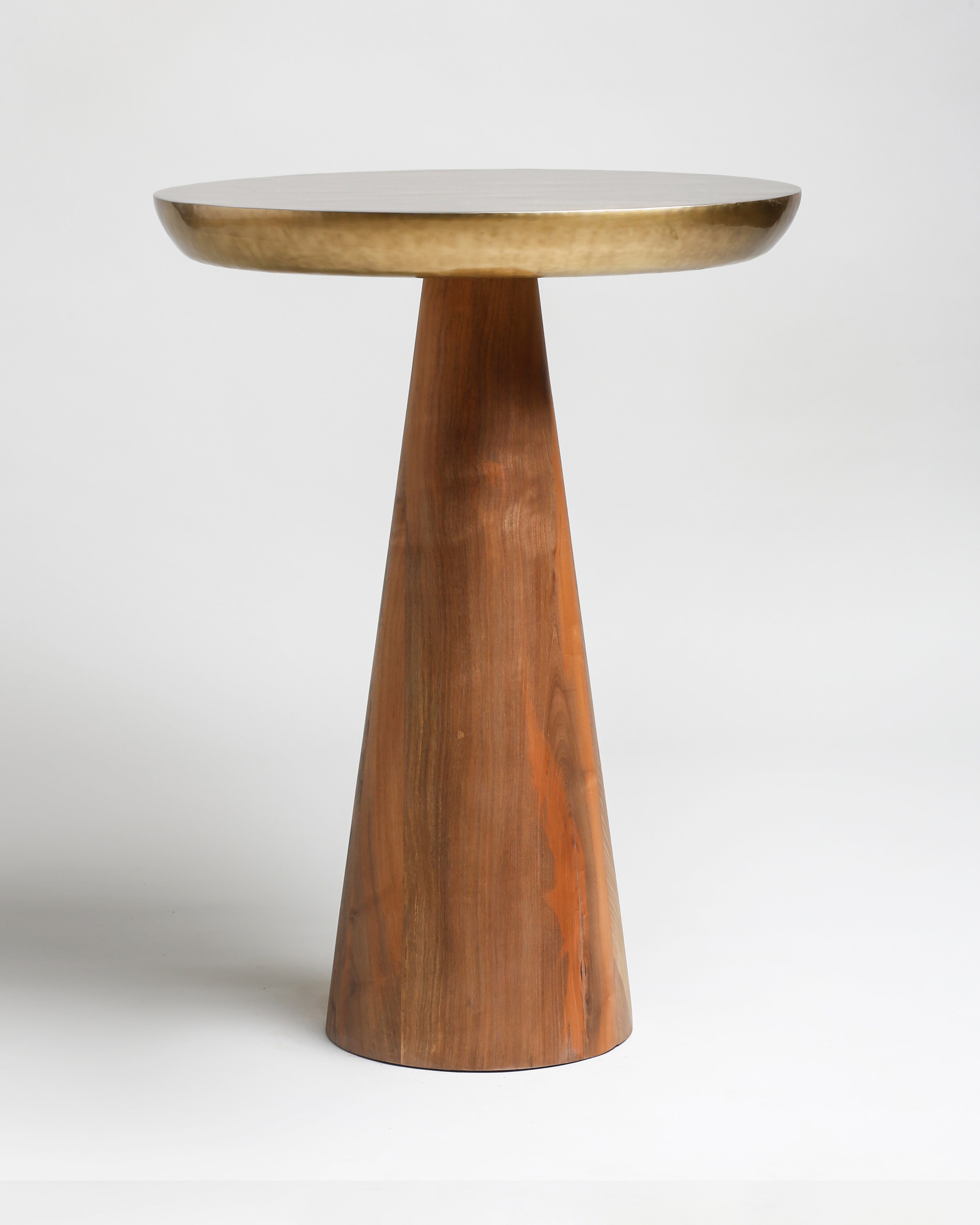 TS 11 Side Table, Brass - Walnut Wood