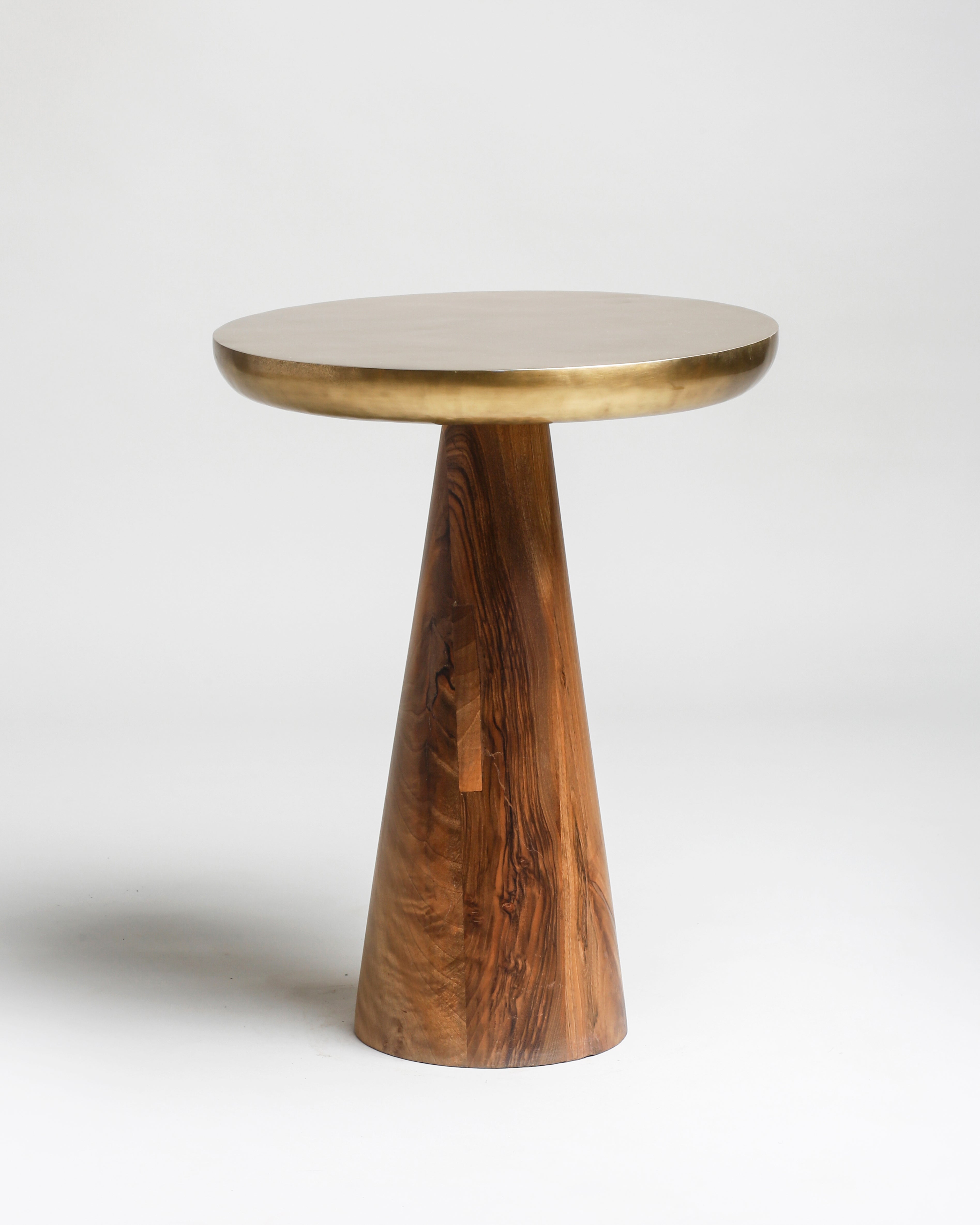TS11 Side Table, Brass-Walnut wood