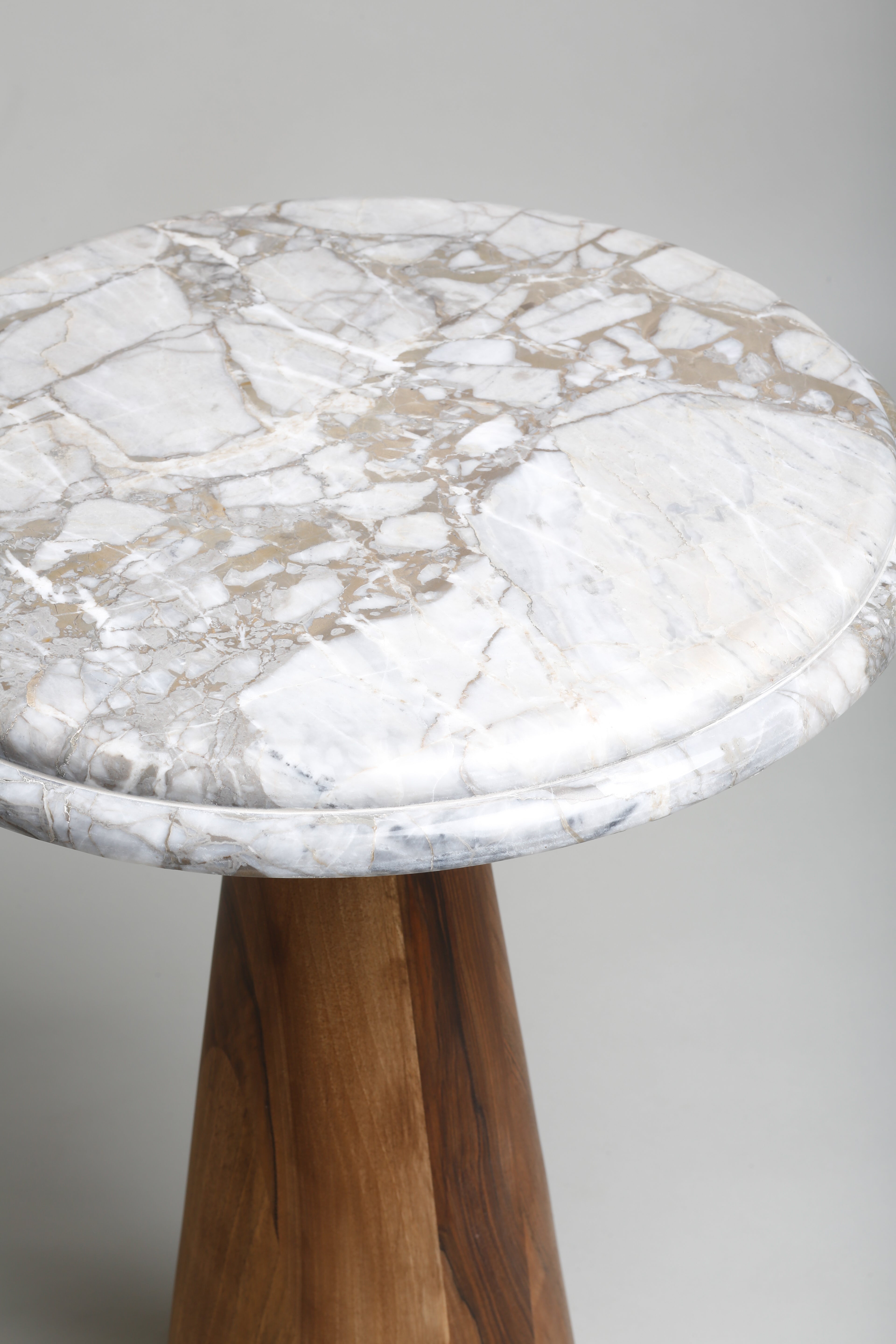 TS 11 Side Table, Grey Zayane Marble - Walnut wood