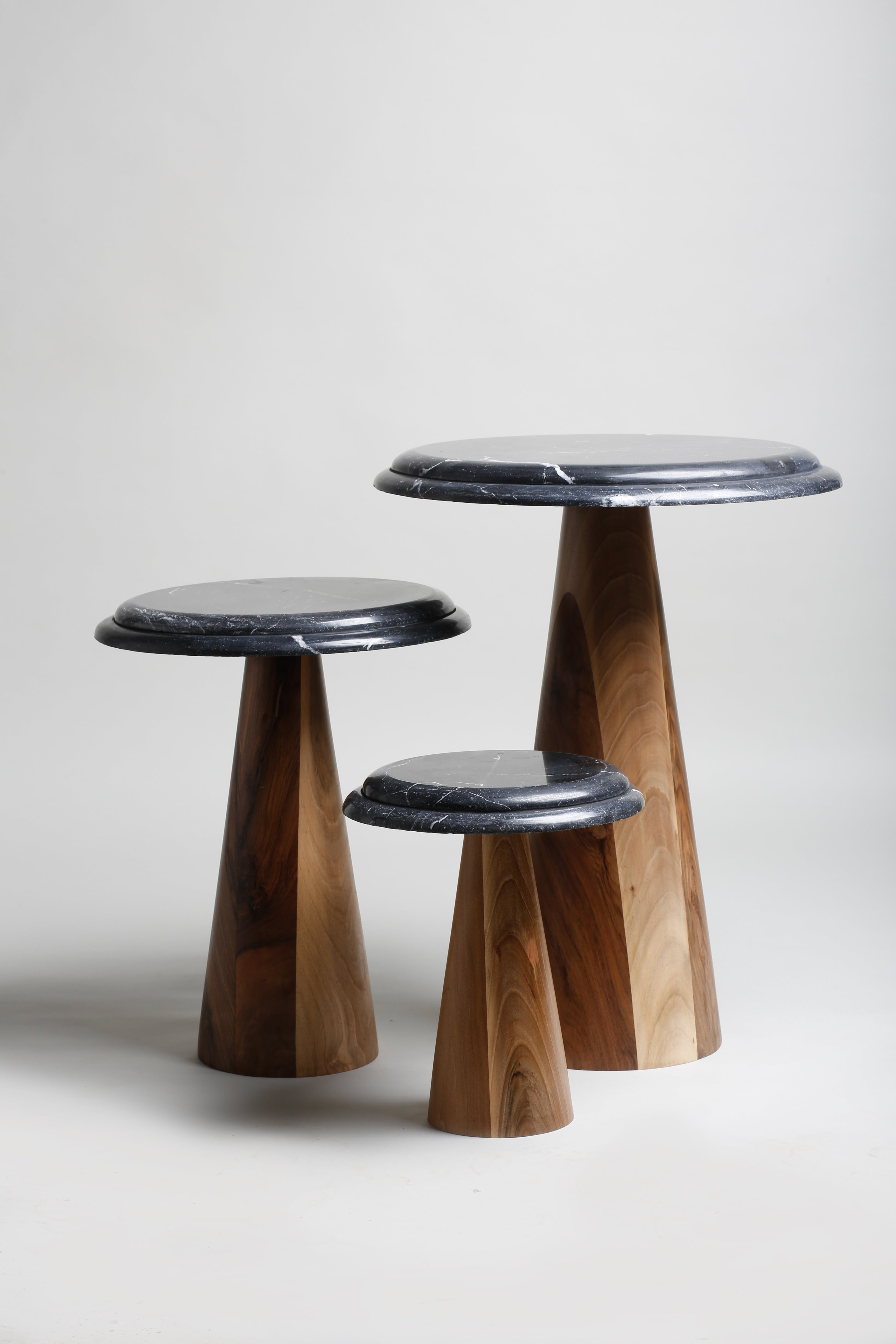 TS 11 Side Table, Black Khenifra marble - Walnut wood