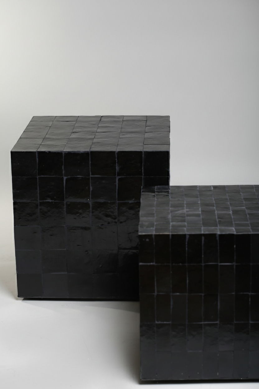 TS 12 Side Table, Black Zellige