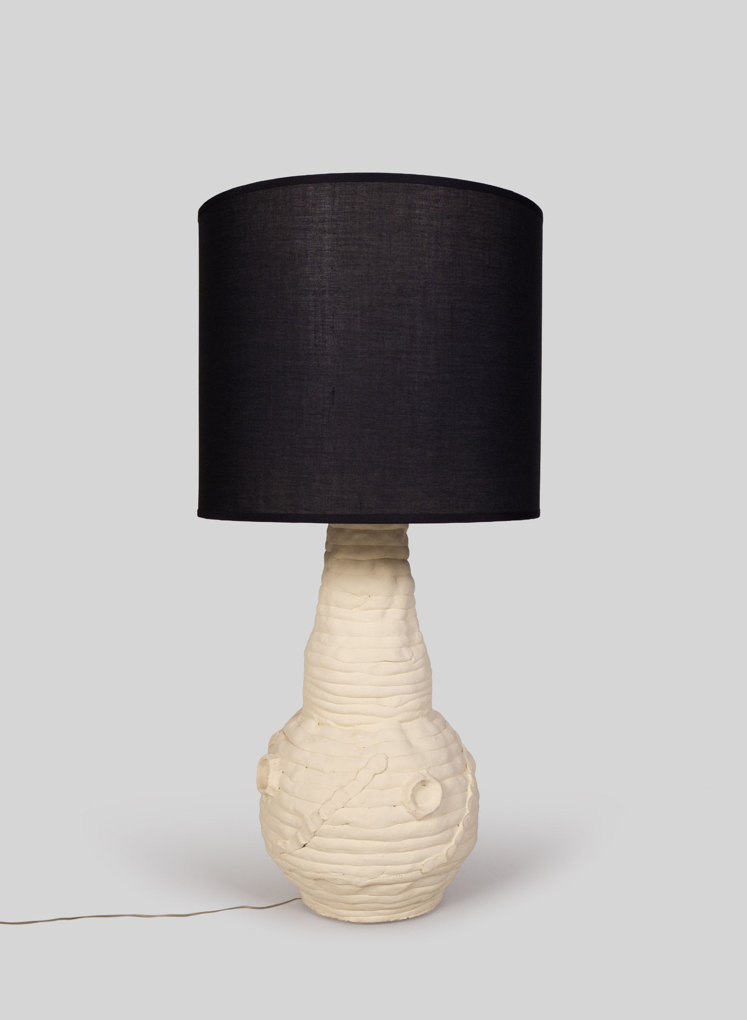 Sculptural Table Lamp H75 cm, White plaster - Black