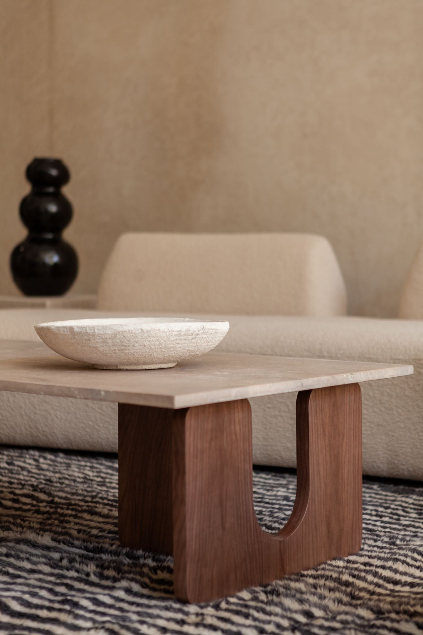 Siwa Coffee Table, Travertine - Solid Wood