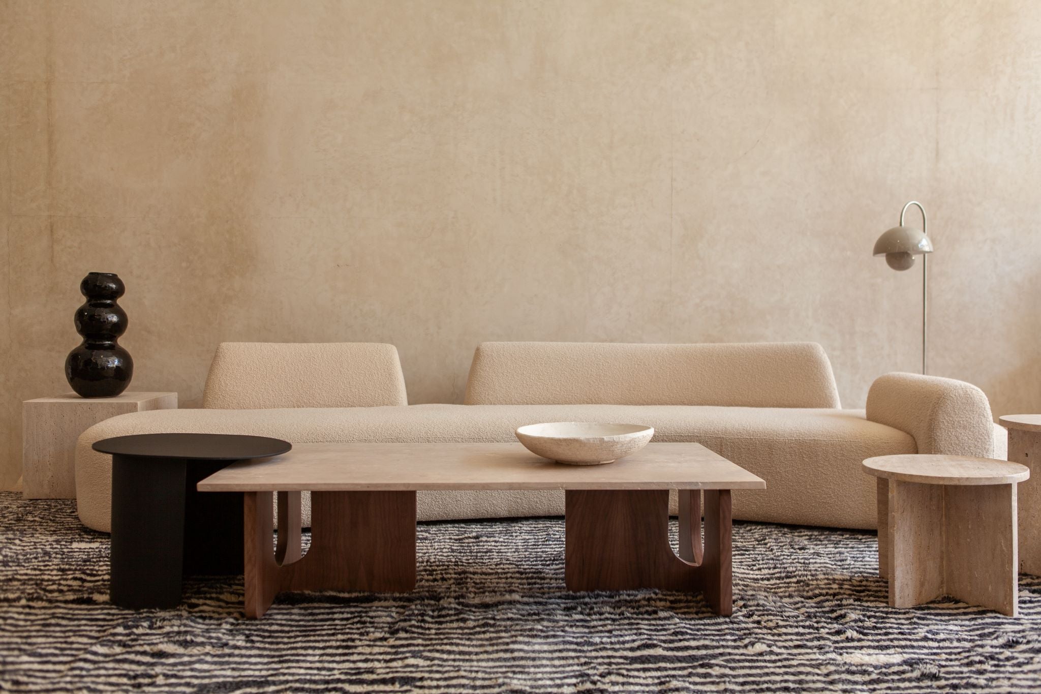 Siwa Coffee Table, Travertine - Solid Wood