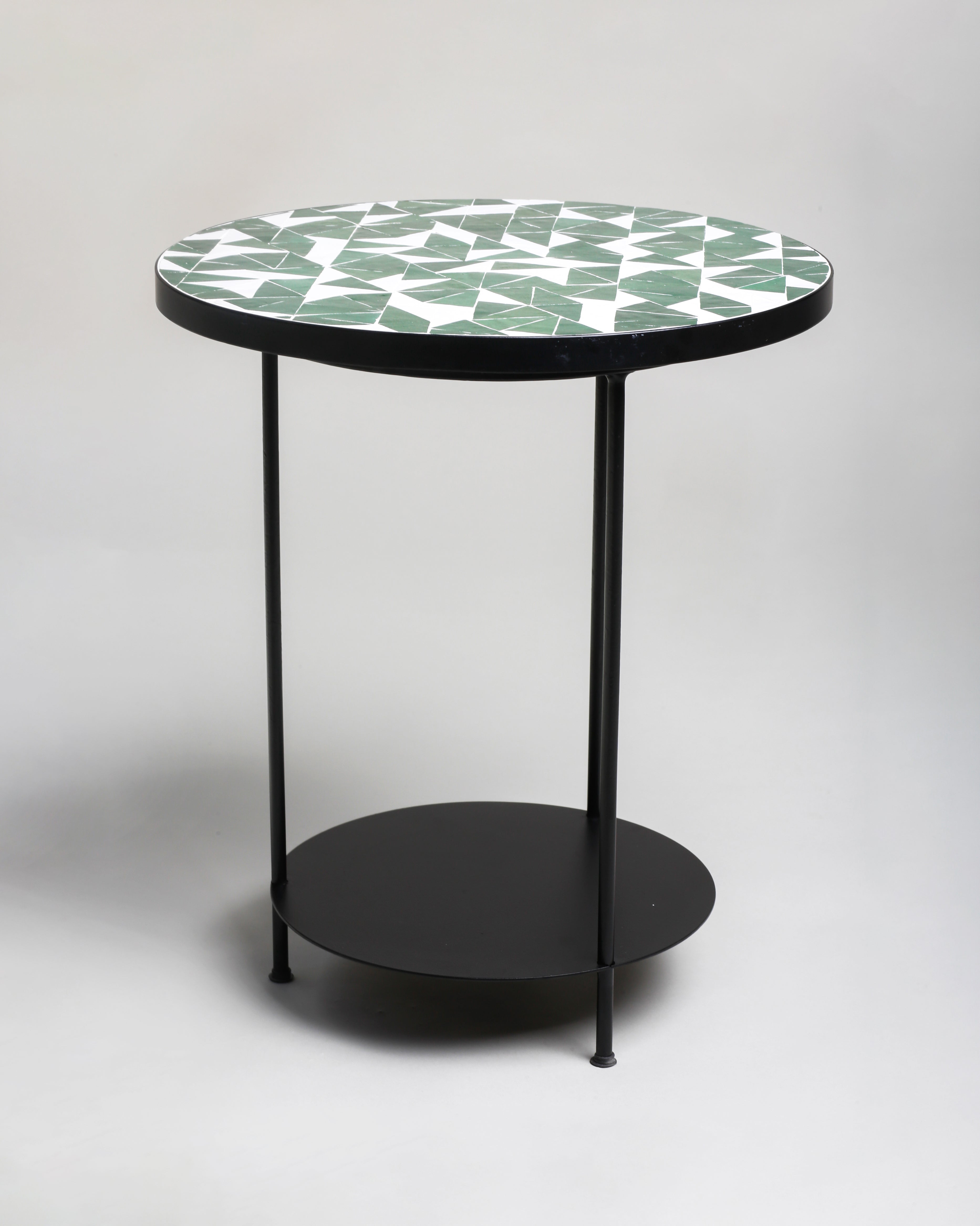 Ligna Disc Origami Side Table, Pine Green-White