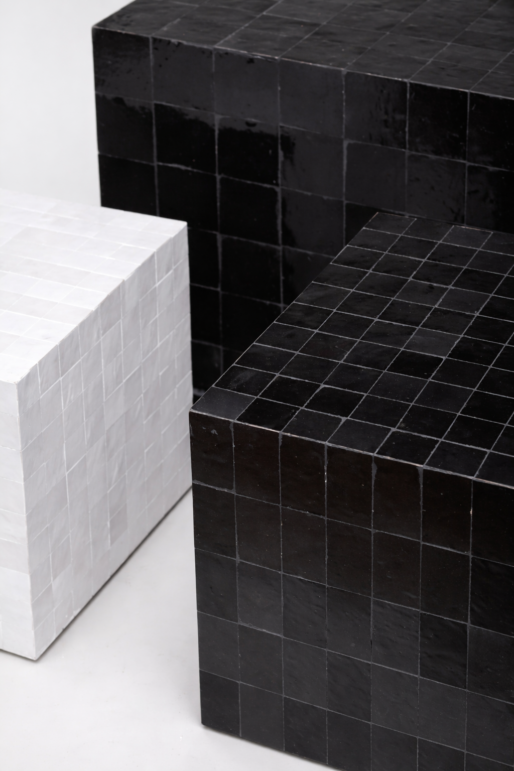 TS 12 Side Table, Black Zellige