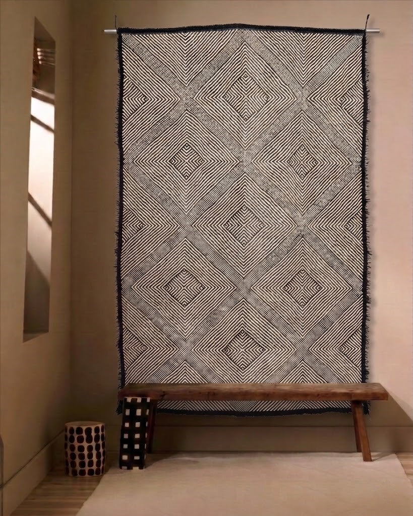 Graphite Zanafi Wool Rug 200x300 cm, Natural wool-Midnight black