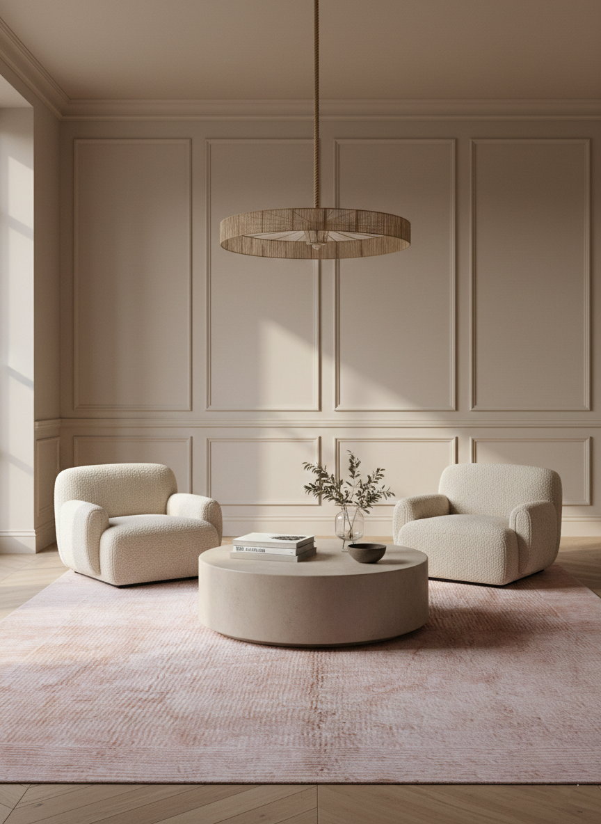 Blush Wool Rug 350x450 cm, Natural wool-Dusty rose
