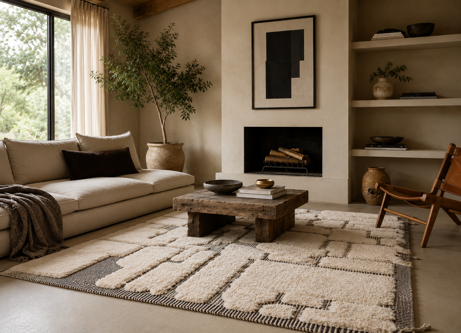 Cloud Wool Rug 200x300 cm, Natural Wool-Midnight black
