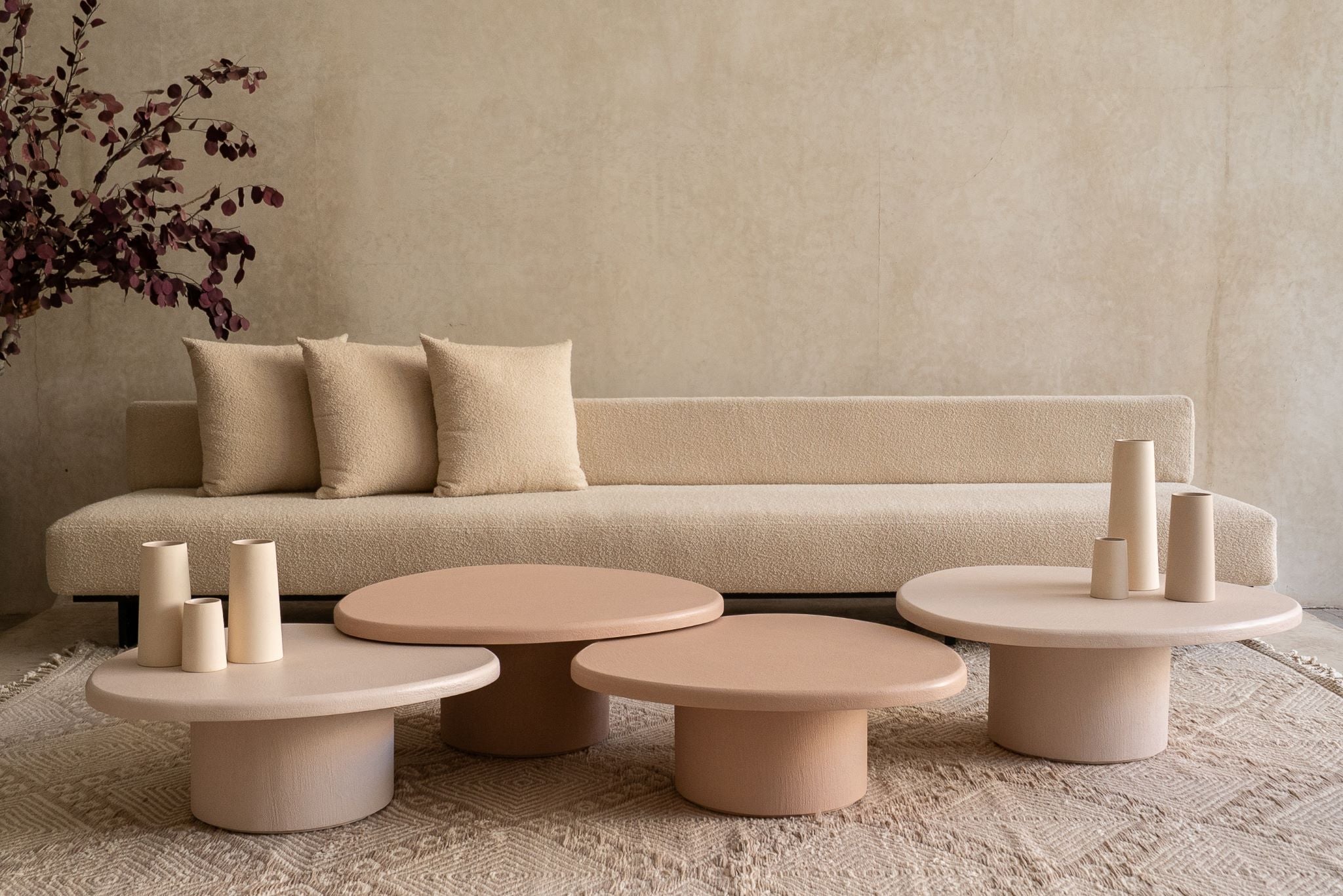 Duo Dera Coffee Table, Terracotta Stone Effect Finish