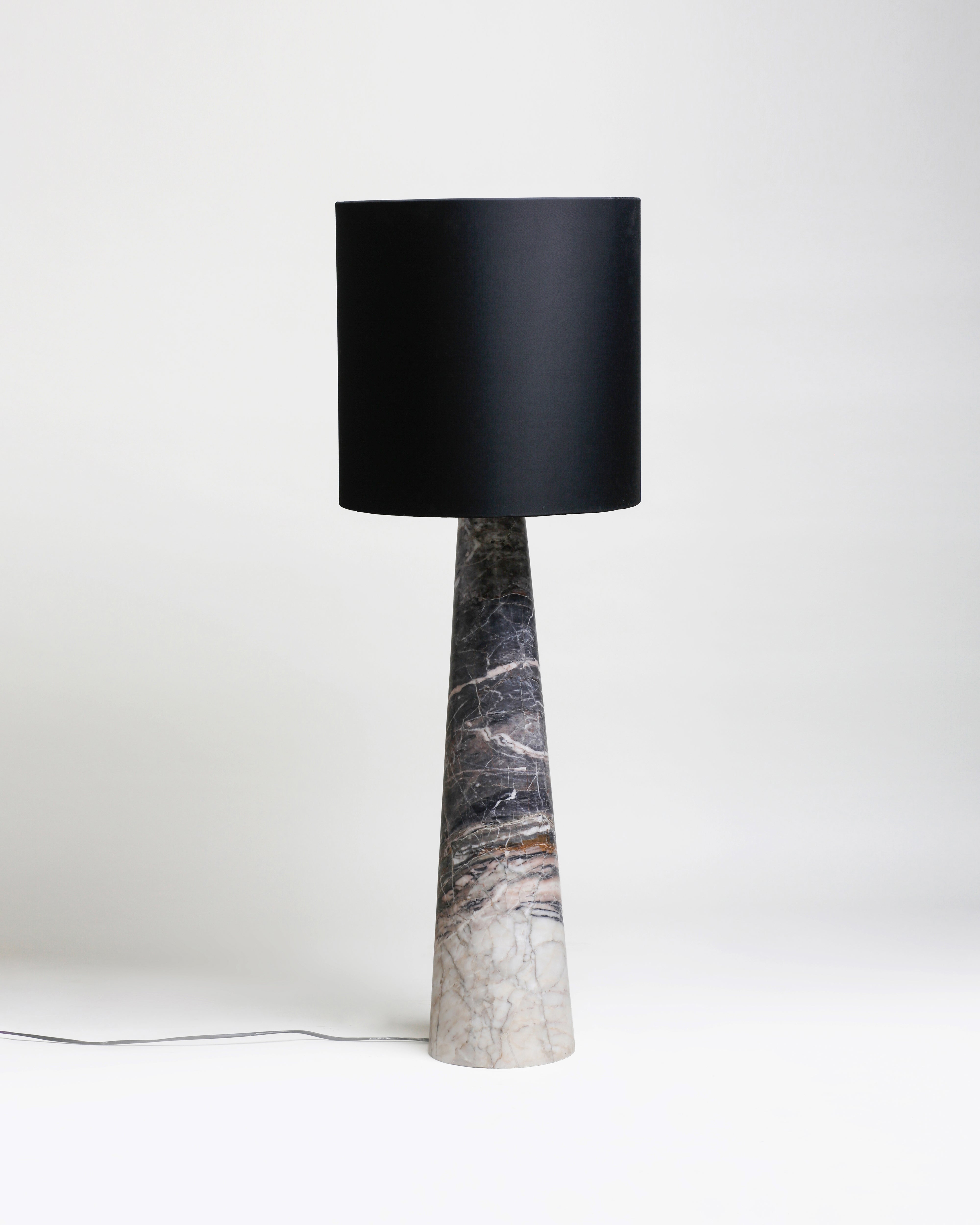 FL 11 Floor Lamp, Grey Zayane Marble - Black
