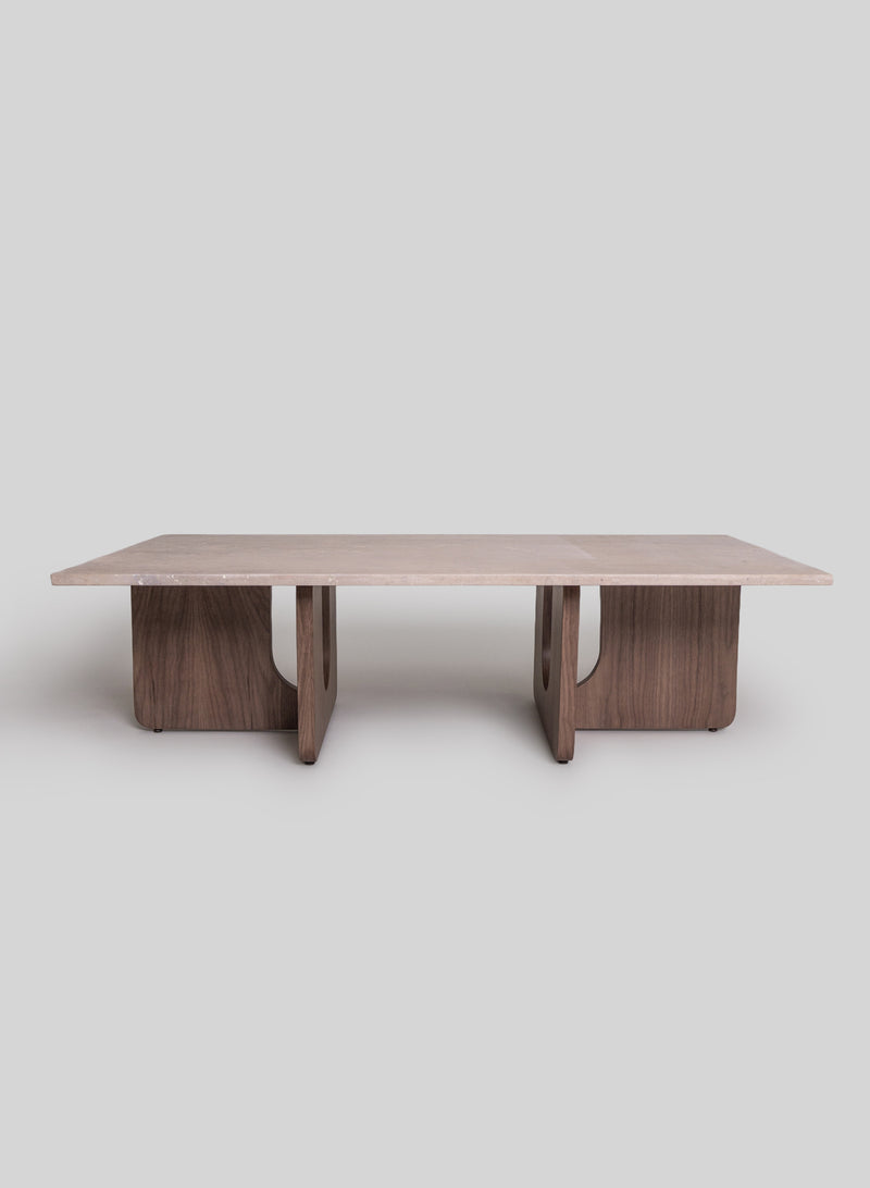 Siwa coffee table, Travertine - Solid wood