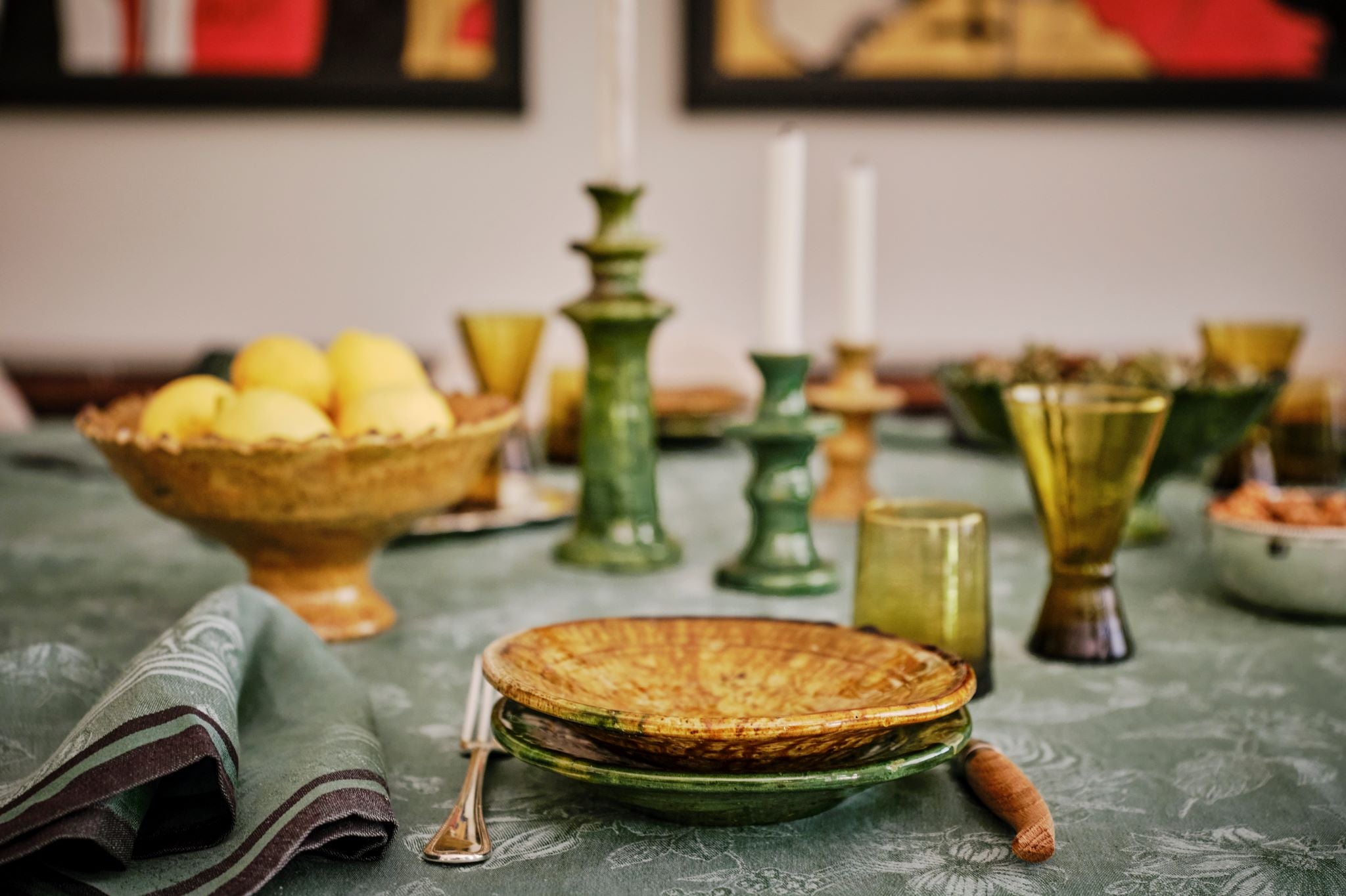 Tamegroute Dining Plate, Olive