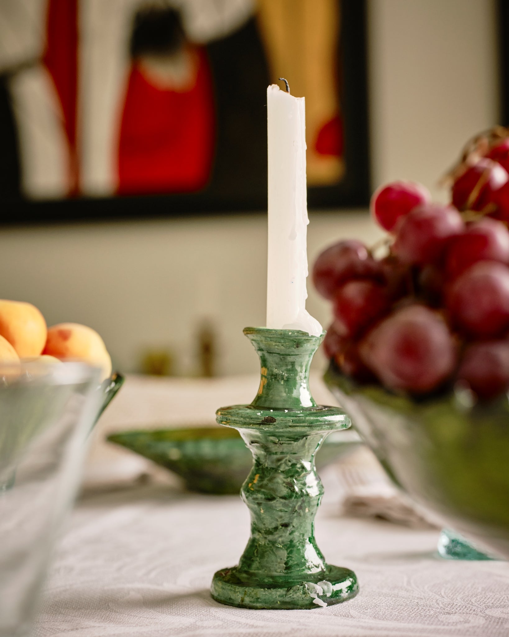 Classic Tamegroute Candle Holder, Green