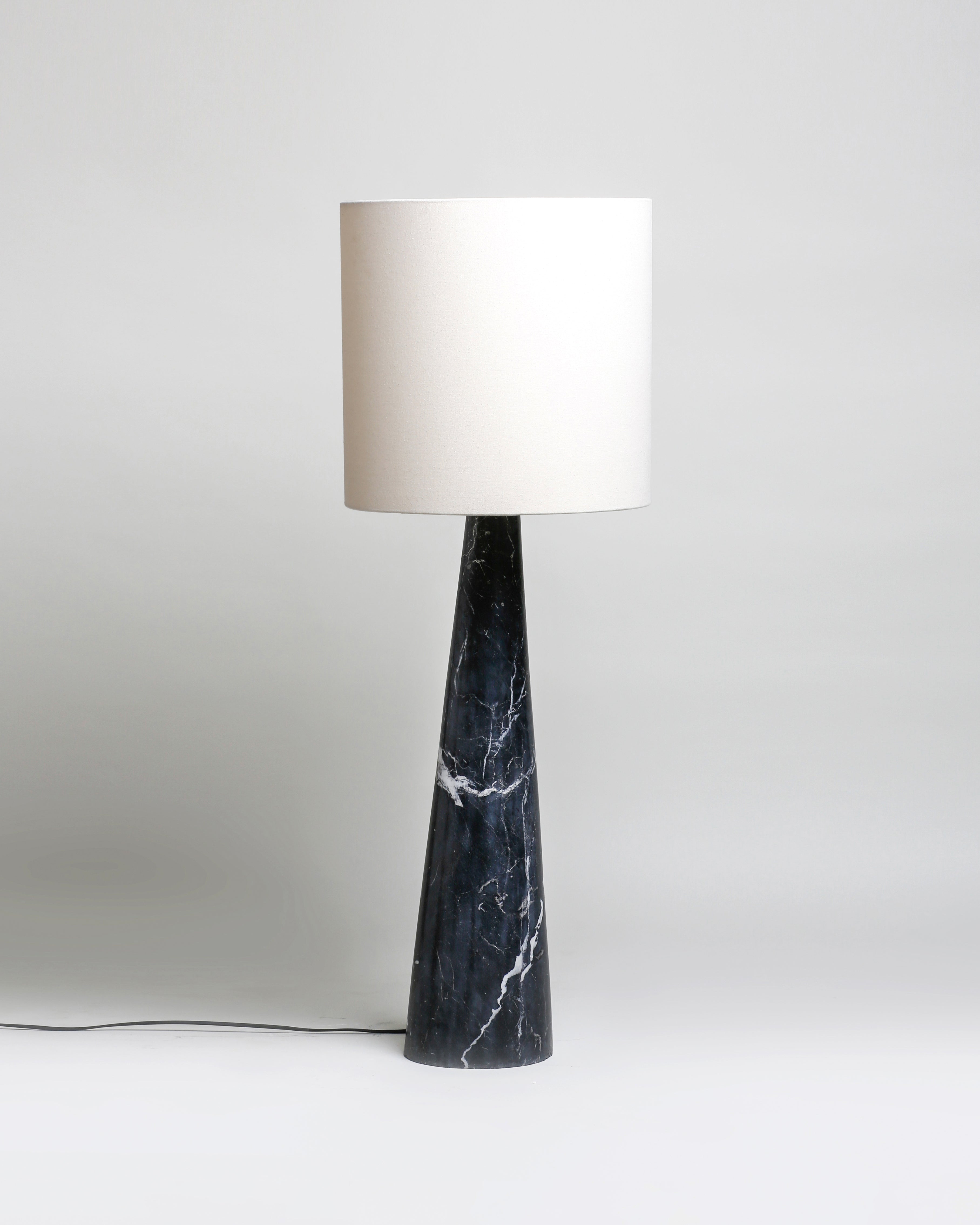 FL 11 Floor Lamp, Black Khenifra Marble - White