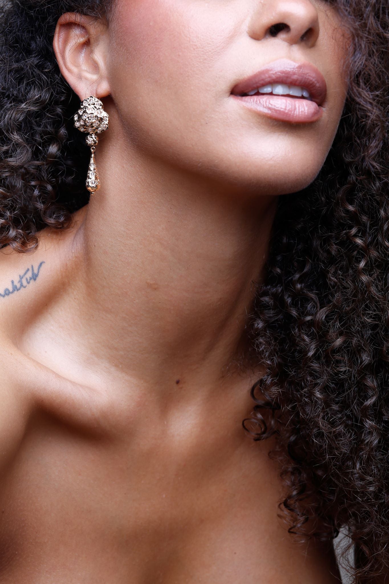 Fassa Earrings, White Rosace Gemstones