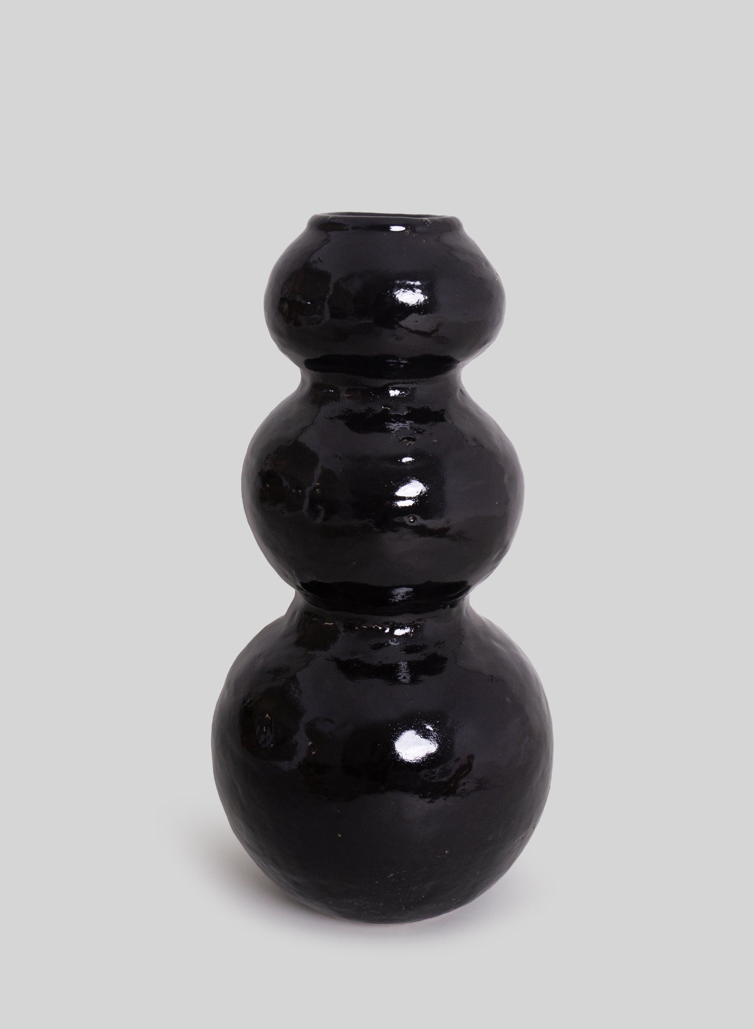 Tamegroute Glazed Round Sculptural Vase H50 cm, Black